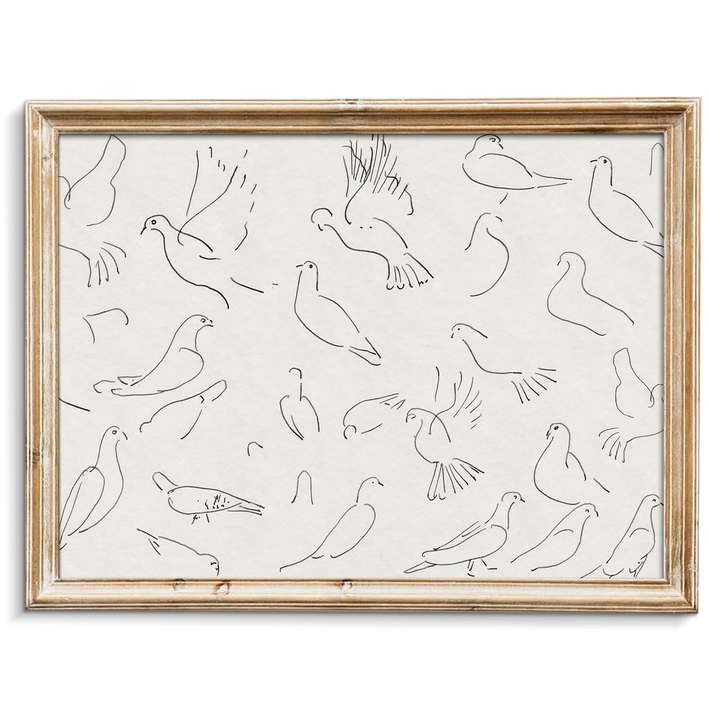 uniro Vintage Animal Drawing Birds Line Art Sketch Pigeon Wall Art Pencil Dove Poster Print Print and Poster Abstract Antique Aesthetic Minimalist Mid Century French Wall Art (8" x 10"-UNFRAMED)