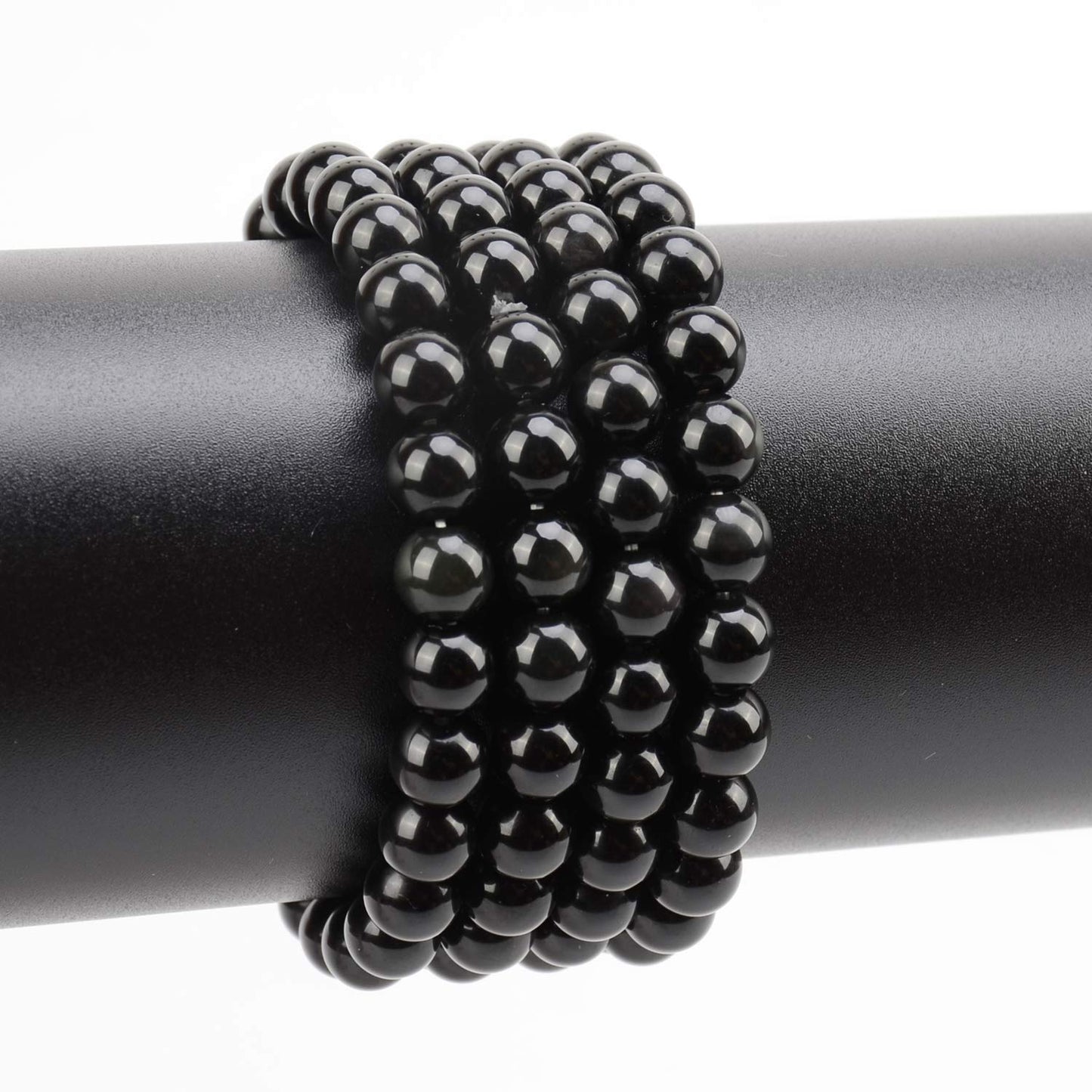 LPBeads 100PCS 8mm Natural Black Obsidian Beads Gemstone Round Loose Beads for Jewelry Making with Crystal Stretch Cord