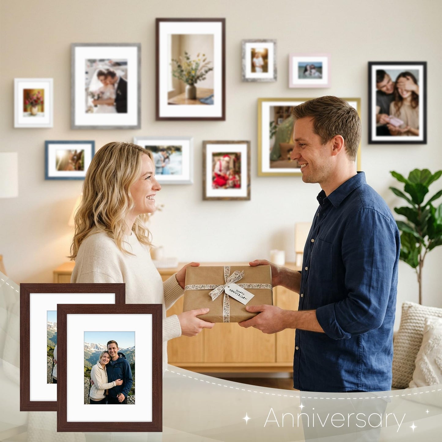 Golden State Art, 8x10 Picture Frame with Mat for 5x7 Photo - High Definition Glass Wall Mounting or Tabletop Display (Brown, 1 Pack)