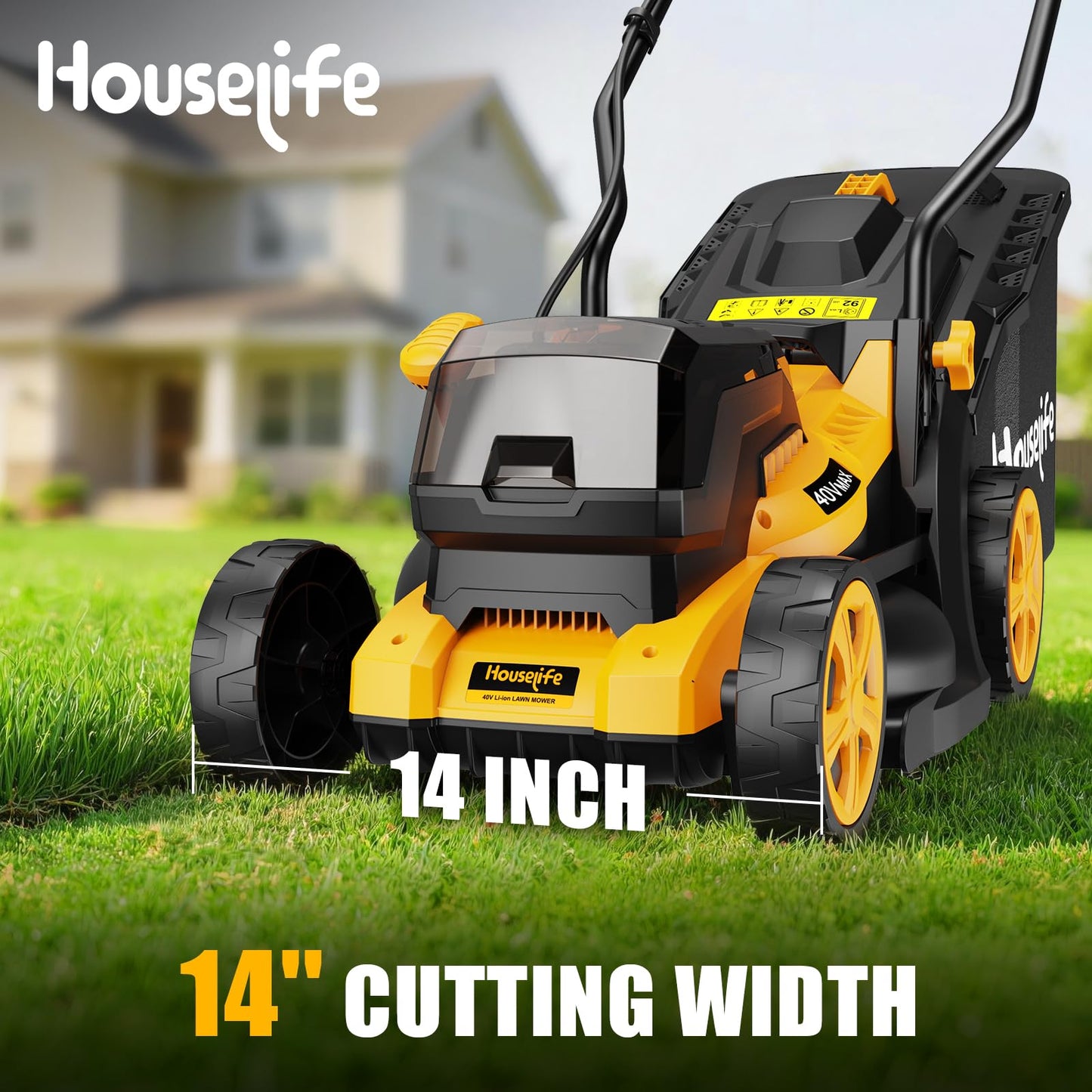 40V Cordless Lawn Mower Compatible with Dewalt 2x20V MAX Battery, 14 Inch Electric Lawn Mower with 35L Grass Bag, 6-Position Height Adjustment, Foldable Push Mower for Yard (Tool Only)