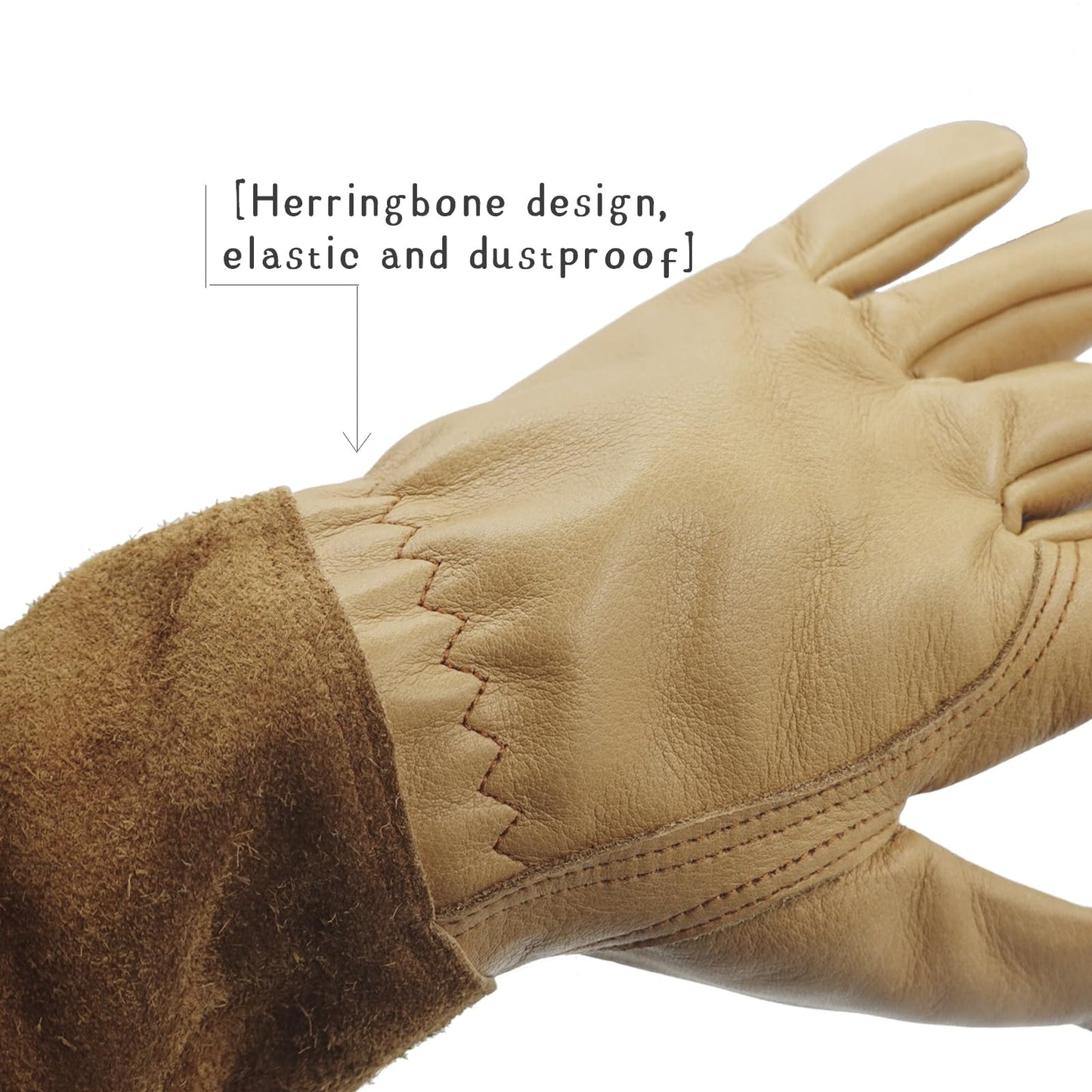 Freicheza Long Gardening Gloves for Women/Men-Thorn Proof Rose Pruning Gloves, Water Repellent Leather work Gauntlet Light Brown X-Large