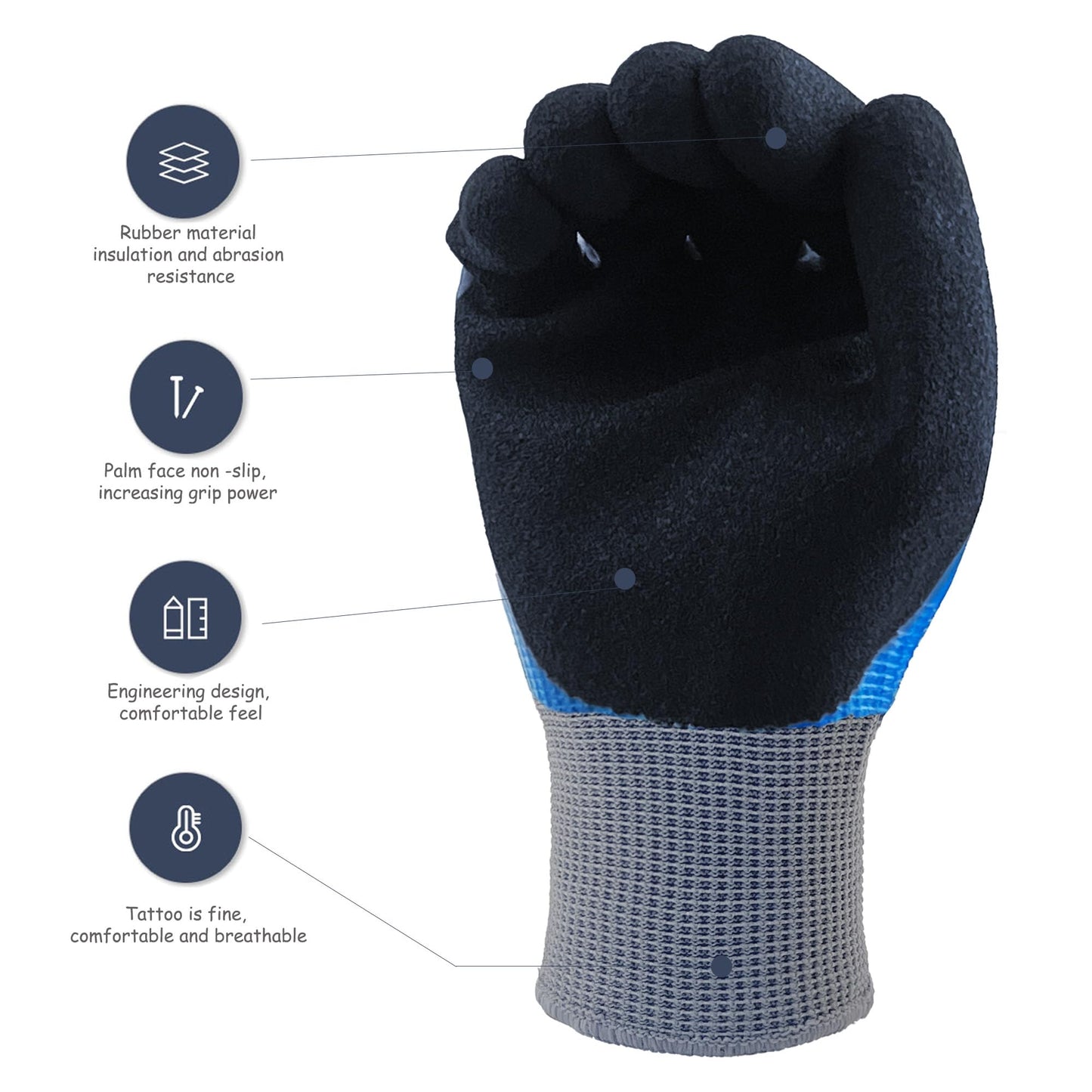 DongChu Insulated Electrician Gloves 1000V,ASTM D120 Certified High Voltage Resistant Flame Retardant Work Gloves, Electrical Rubber Non-slip Prevent Shock,Large