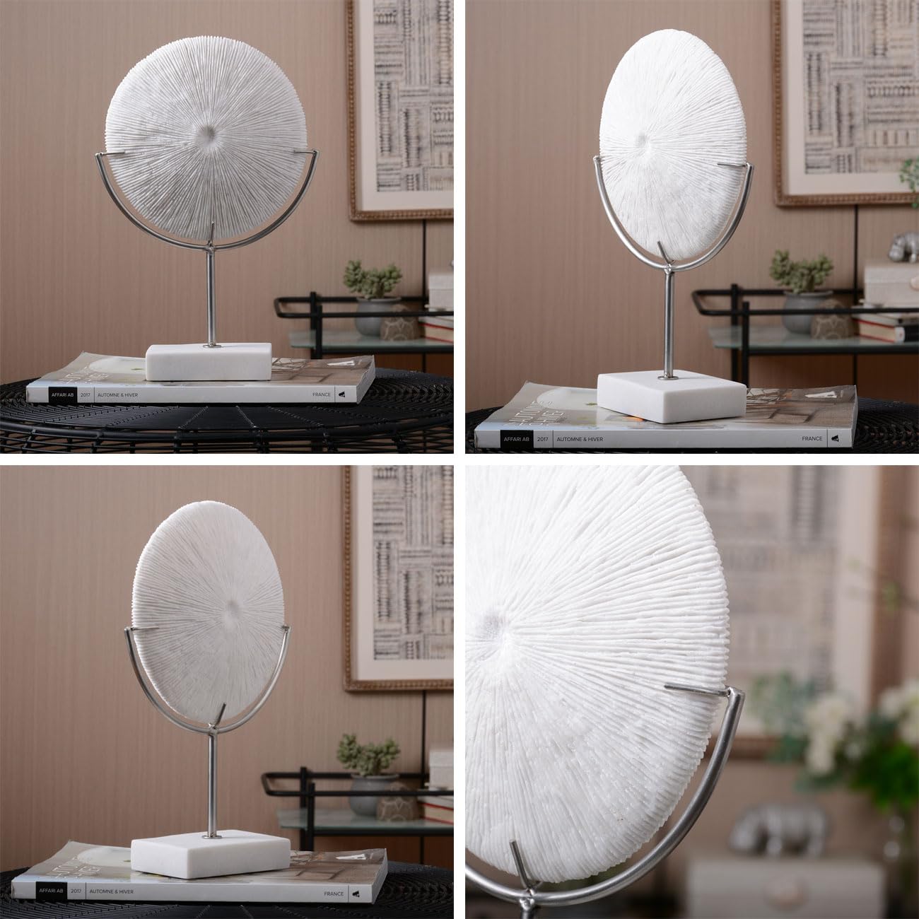 HAUCOZE Modern Sculpture Decor Abstract Figurine Statue Screen Art Home Gift for Living Room Bookshelf Polyresin 13.0 Inch