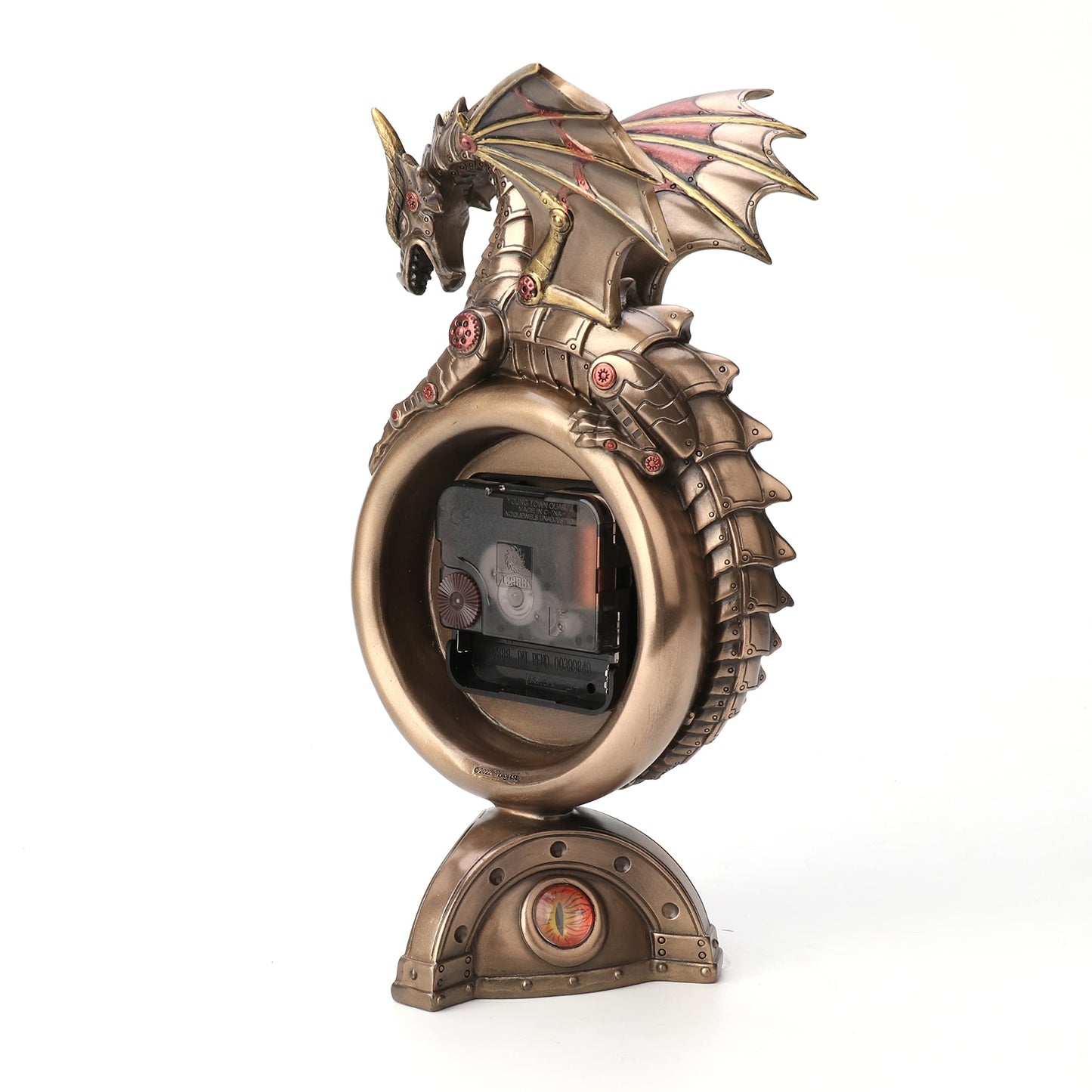 Veronese Design 9 Inch Steampunk Mechanical Dragon Clock Resin Sculpture Bronze Finish
