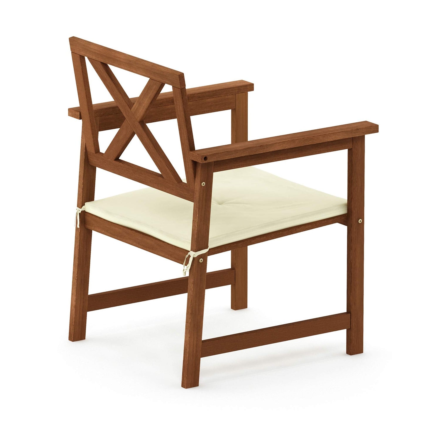Furinno FG18112C Tioman Hardwood X Back Arm Chair in Teak Oil with Cushion, Natural