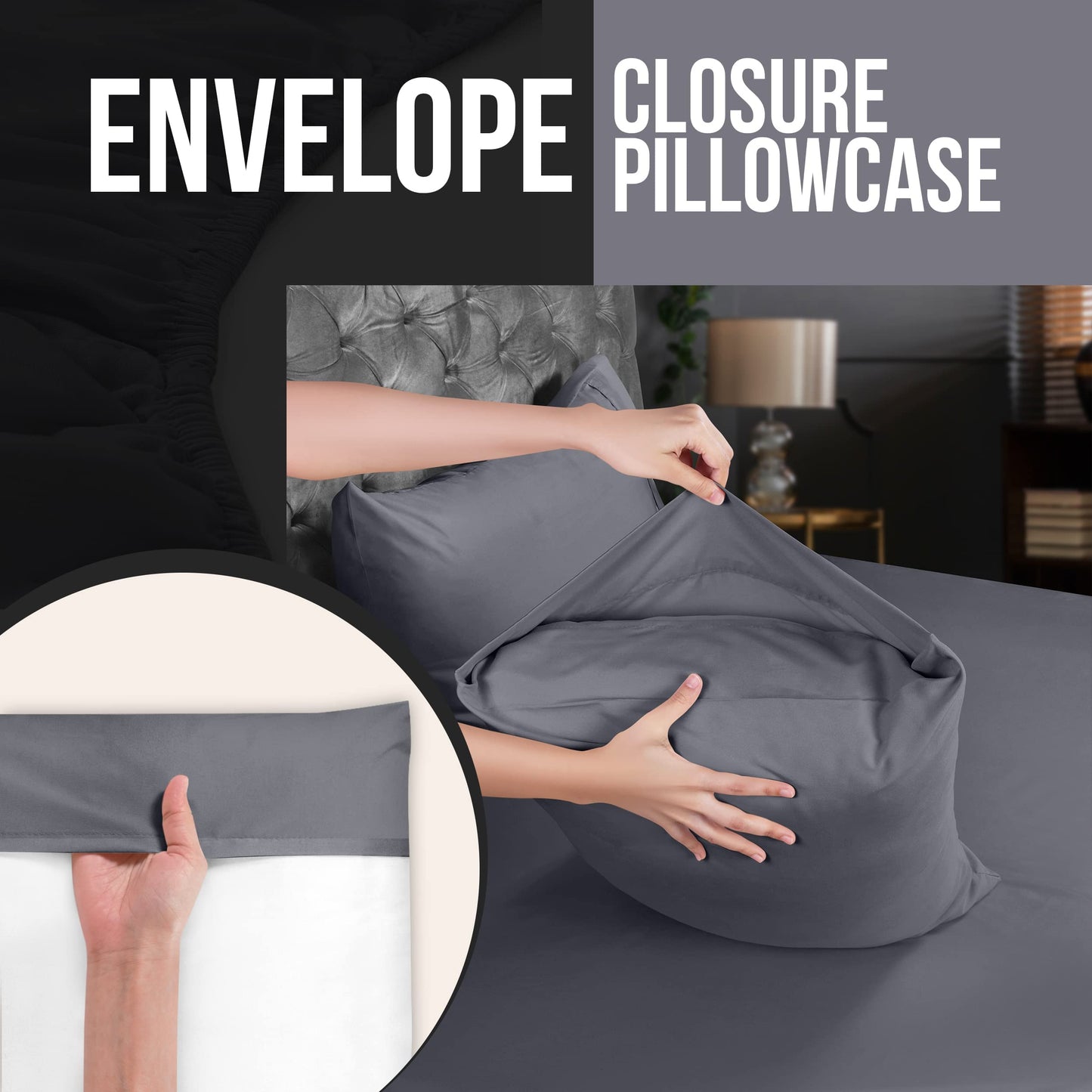 Utopia Bedding Queen Pillow Cases - 4 Pack - Envelope Closure - Soft Brushed Microfiber Fabric - Shrinkage and Fade Resistant Pillow Covers Queen Size 20 X 30 Inches (Queen, Grey)
