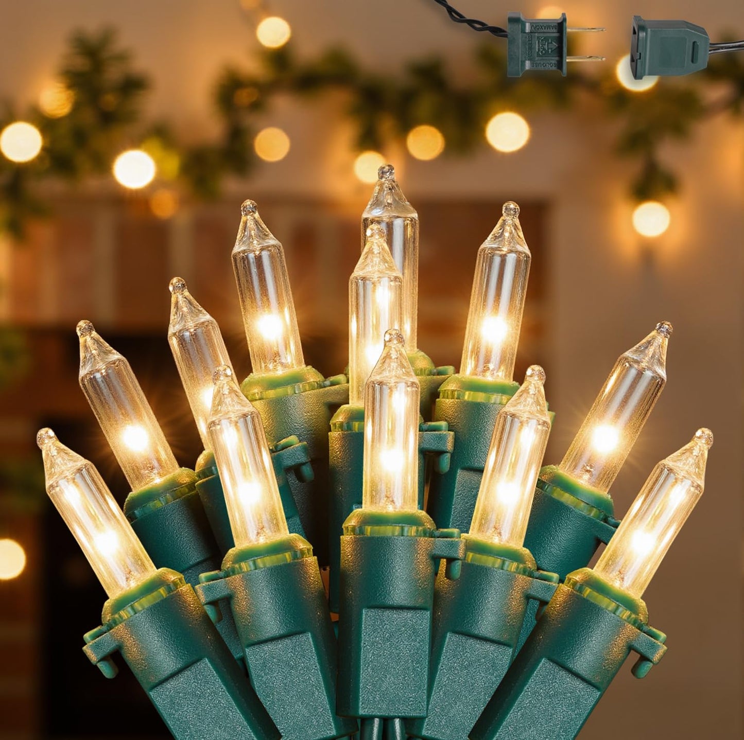 ooLALoo 2Pack 50-Count Warm White Christmas Lights, 13FT Incandescent Mini String Lights Green Wire, UL Certified Connectable Christmas Tree Light for Indoor, Outdoor Xmas, Holiday, Home Decorations