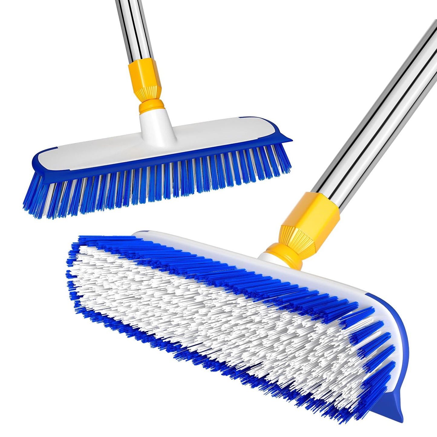ITTAR 55" Extendable Floor Scrub Brush, 12" Wide Heavy-Duty 2-in-1 Scrub & Squeegee Deck Brush for Tile Grout Shower Floor, Kitchen, Restaurant, Patio & Garage Cleaning