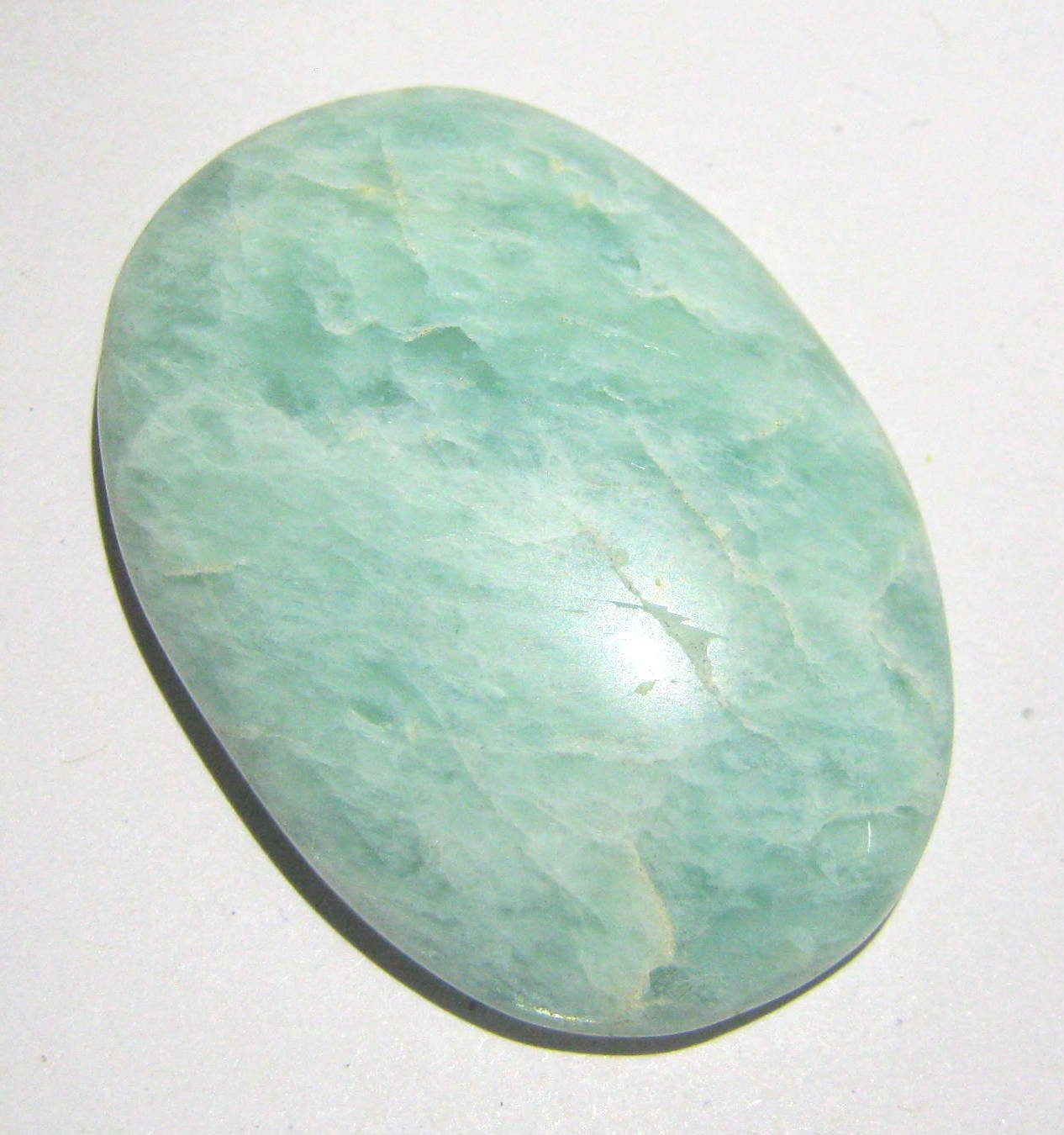 crystalmiracle Beautiful Amazonite Gemstone Worry Stone Positive Energy Crystal Healing Thumb Stone for Reiki Meditation Feng Shui Gifts for Men Women