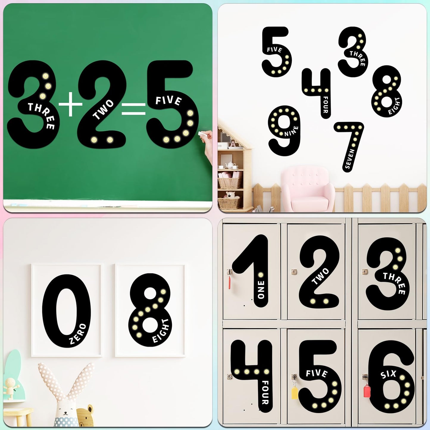 Qyeahkj Jumbo Numbers Black Bulletin Board Educational Math Posters for Kids Toddlers Teacher Must Haves for Classroom Elementary Learning Wall Supplies Number Preschool Classroom Decorations Students