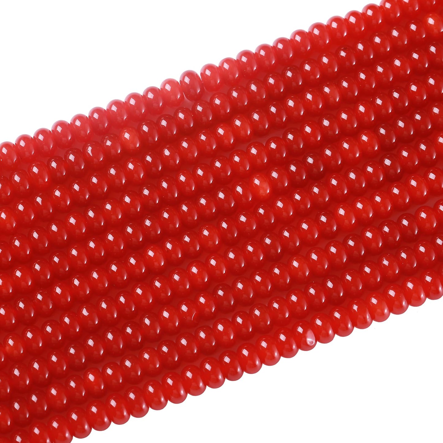 76pcs 5x8mm Natural Red Jade Stone Rondelle Spacer Loose Beads Abacus Disk Stone Round Loose Gemstone Beads for Jewelry Making DIY Bracelet Necklace