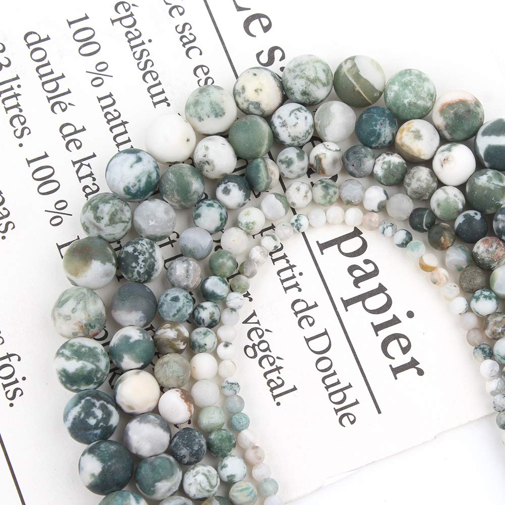 Song Xi Frosted Tree Agate Stone Beads 8mm Natural Stone Beads for Jewelry Making Gemstone Beads