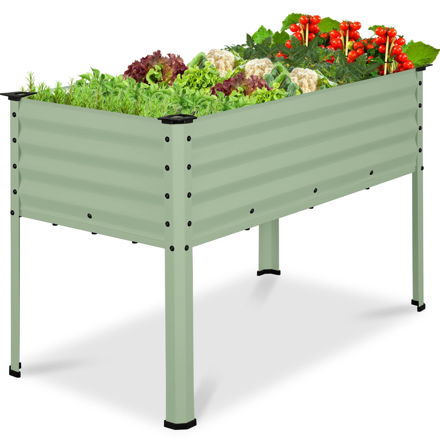 Best Choice Products 48x24x30in Galvanized Raised Garden Bed, Metal Elevated Planter Box, Vegetable Garden for Backyard, Patio, Balcony, 100% Non Toxic Materials - Sage Green