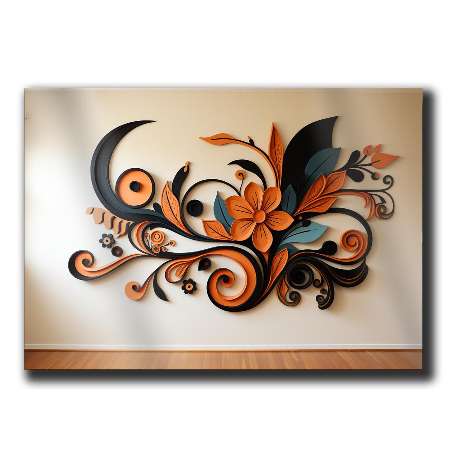Scandinavian Folk Art, Black and Beige Abstract Botanical Wall Art for Scandinavian Home Decor, poster, Wall Decor