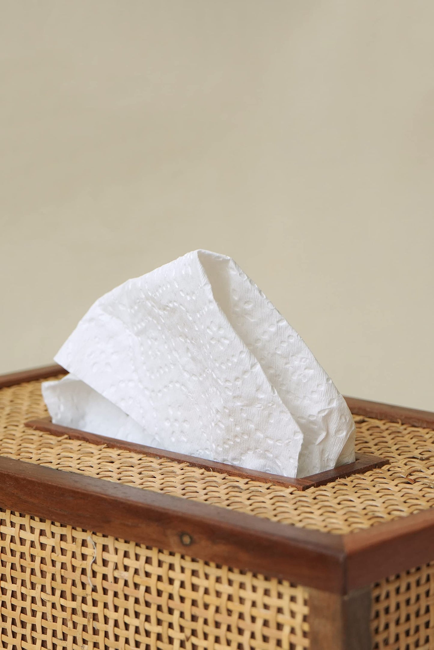 Wooden Tissue Box, Hand Crafted, Holds Standard Tissue Size, Natural Finish Rustic Farmhouse Tissue Box - Brown Tissue Holder Easy to Refill by Slide Bottom - 5” x 9“ x 3"