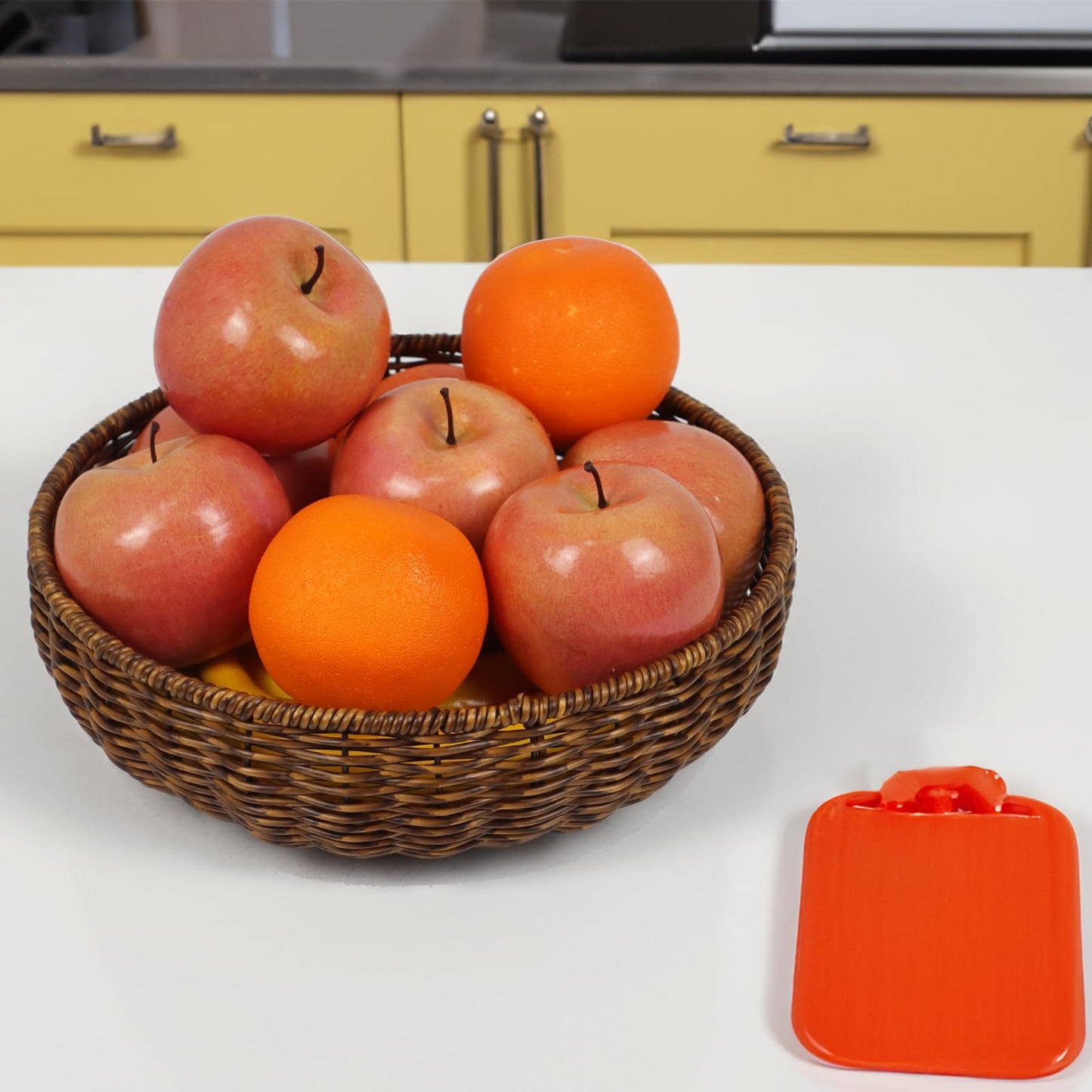 ORDELITE Fruit Baskets Bowl for Kitchen Counter, Round Bread Woven Wicker Basket, Candy Bowl Dish for Fruits, Breads, Vegetables,Snacks, Food (Large)
