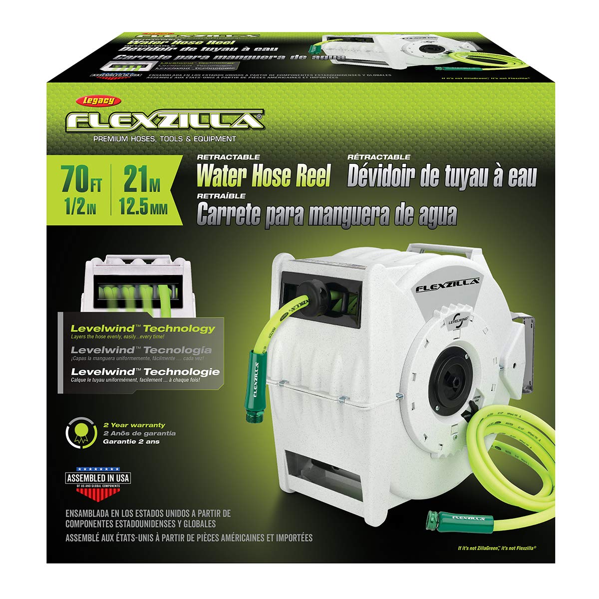 Flexzilla Pro Retractable Water Hose Reel, 1/2" x 70' - L8340FZ