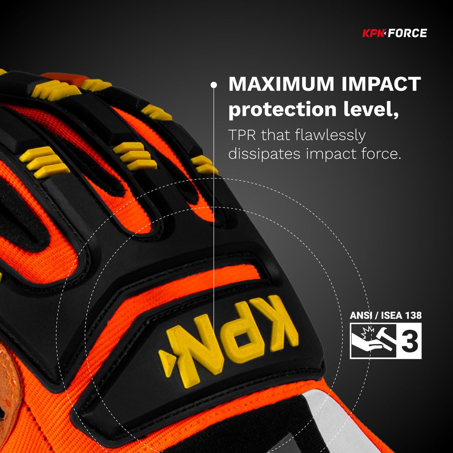 KPN CR5 Work Gloves for Men & Women, Cut & Impact Resistant with Dotted Synthetic Palm Grip, for Mechanical & Heat Hazards - Large (Pack of 1)
