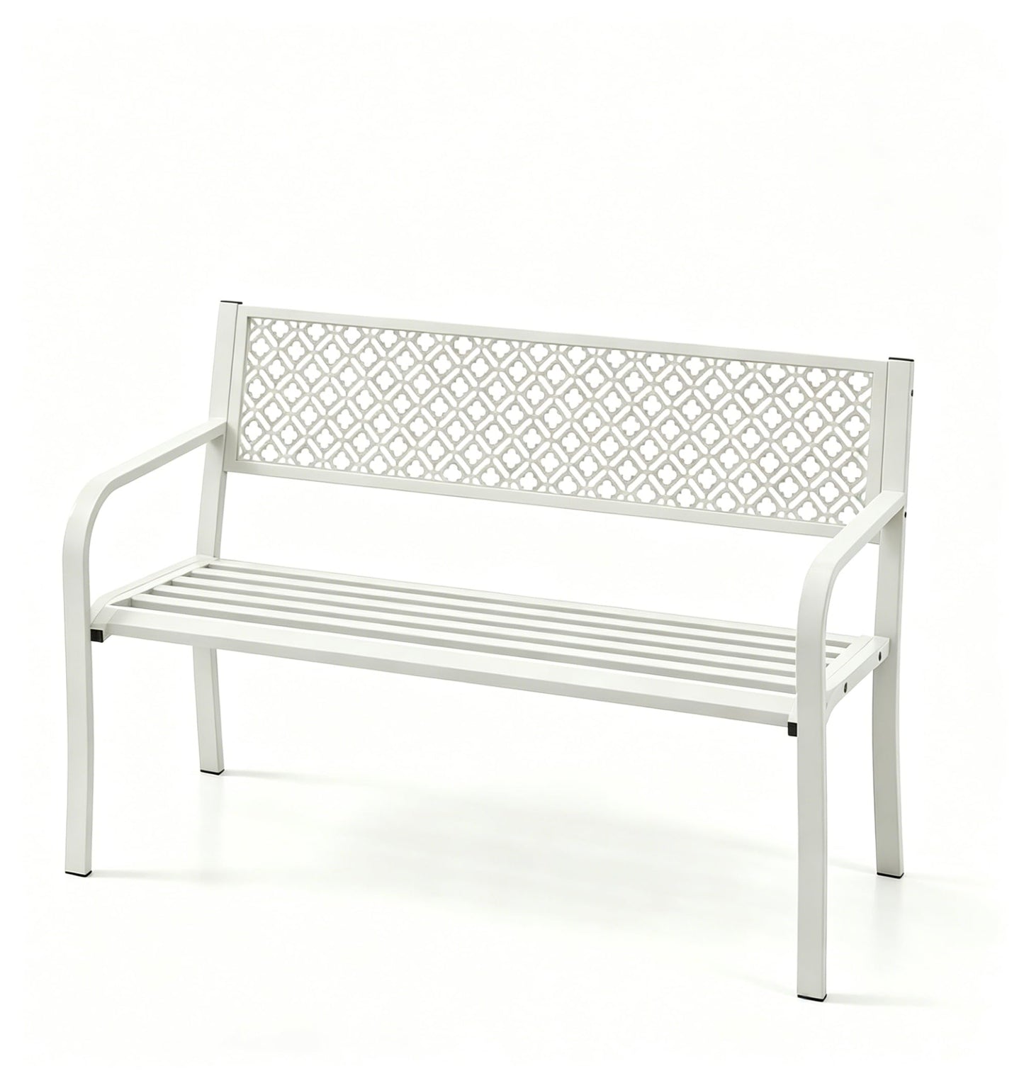 Garvee Outdoor Metal Garden Bench for 2 Person, Heavy Duty Steel Patio Bench 790 Lbs Capacity, Weather Resistant Black Porch Seating with Geometric Backrest, Outdoor Furniture for Yard, Deck, Entryway