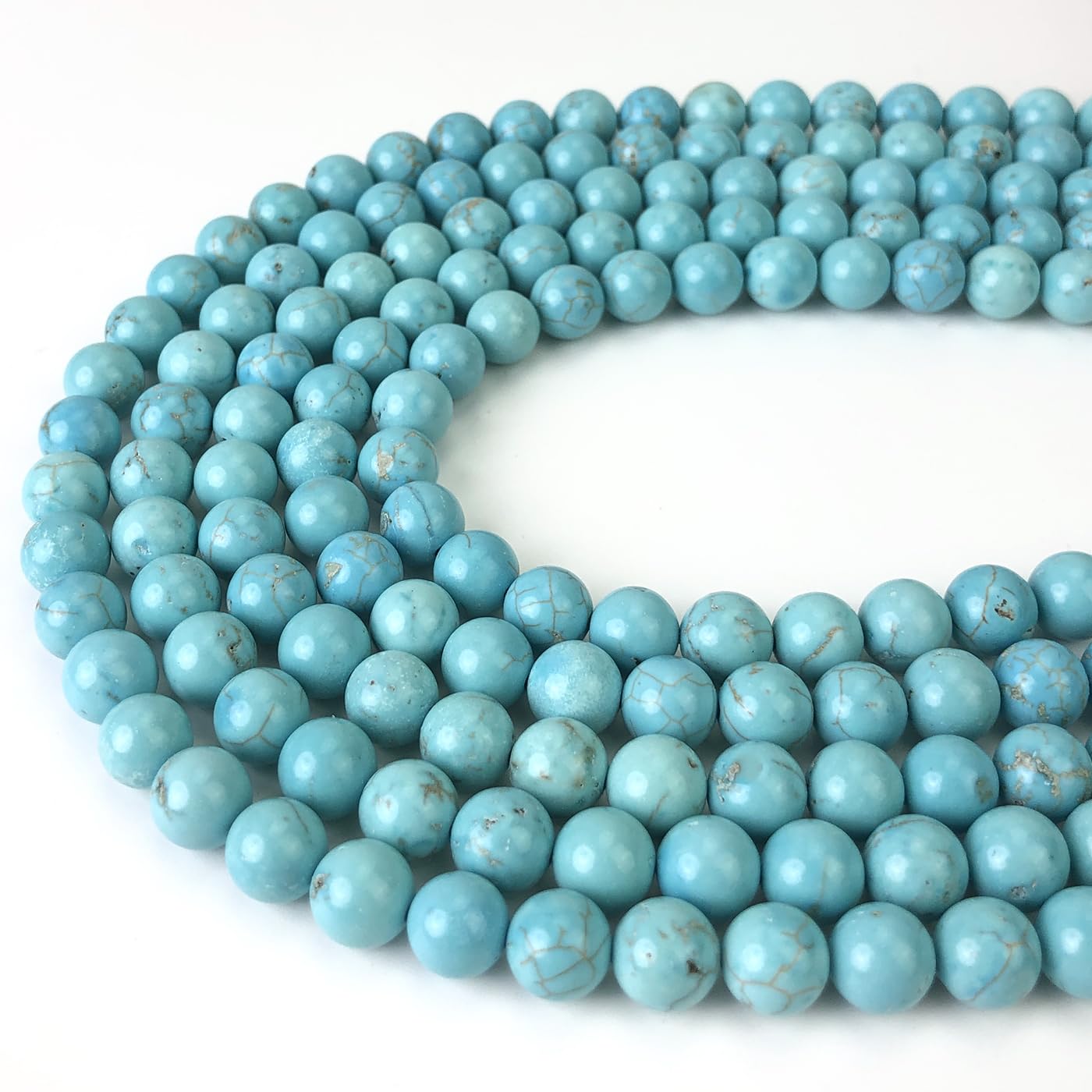 10mm Blue Turquoise Beads Round Gemstone Loose Beads for Jewelry Making (38-40pcs/strand)