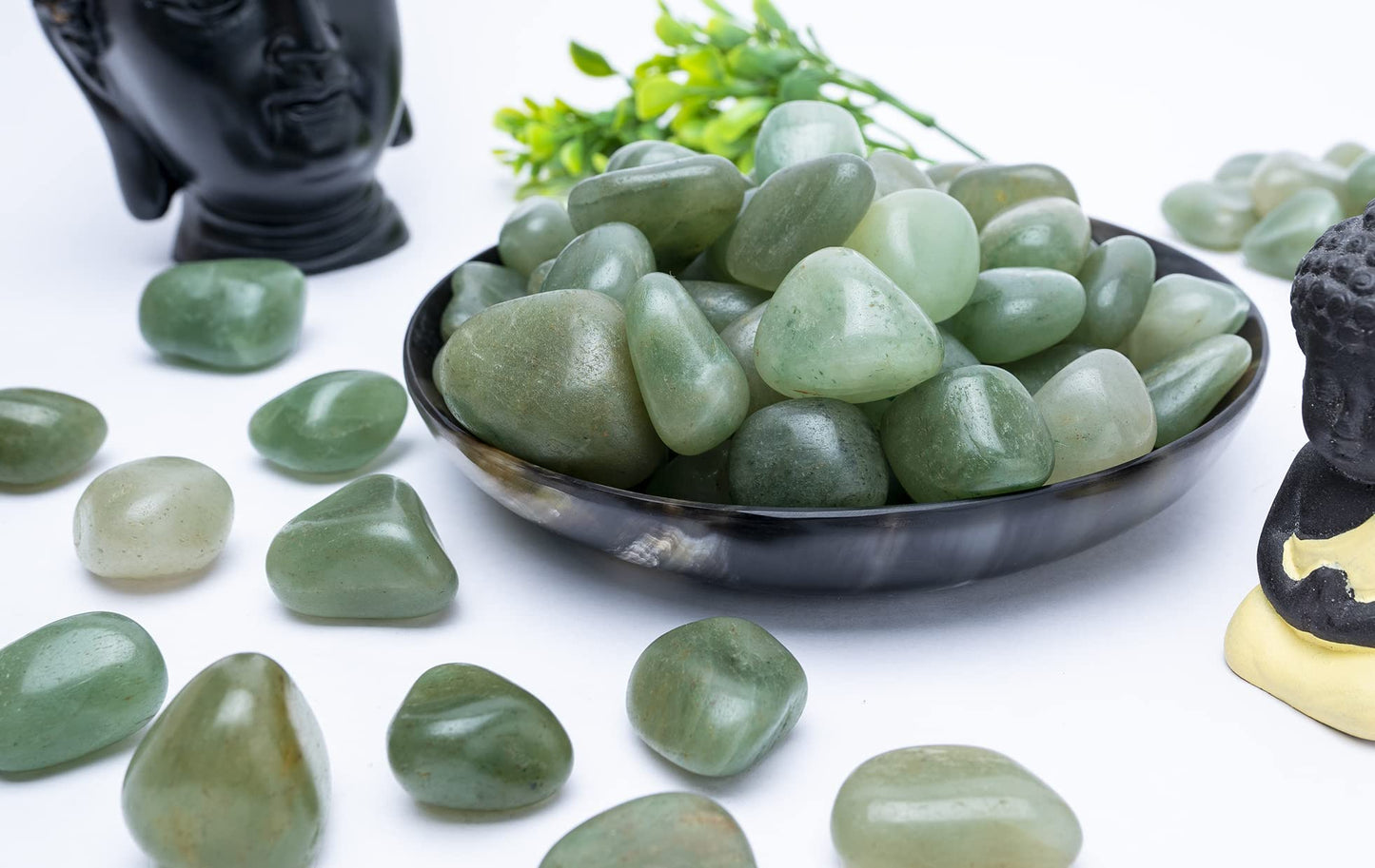 Crocon 1LB Green Jade tumbled stones and Crystals bulk 2000+ Carats natural Crystal Kit for Reiki Healing Crystal Polished, tumble stones, Chakra Balancing, Reiki Gift, Home Decor Size : 20mm