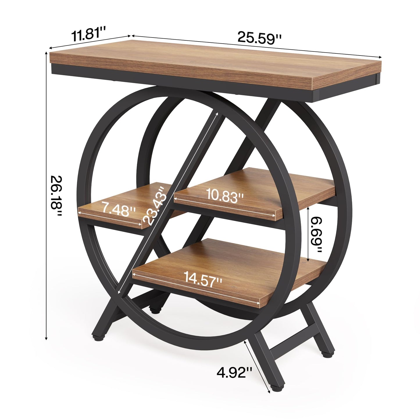 End Table, Narrow Side Table with 4-Tier Large Storage Space, Modern Bedside Table for Living Room, Home Office, Bedroom, Natural