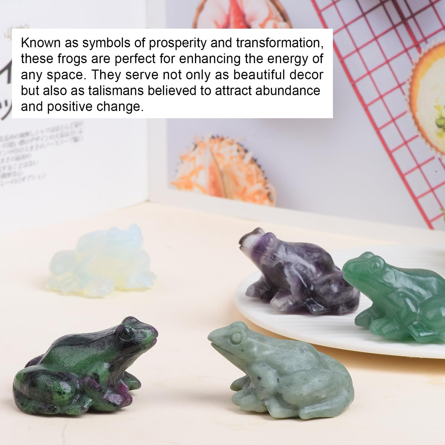 QLRSUXN 2 Inch Green Jade Frog Crystal Figurine，Frog Gifts Healing Crystal Decor，Frog Garden Statue Stone Energy Gemstones, in Bedroom Office Christmas Meditation Gifts Aquarium Decoration
