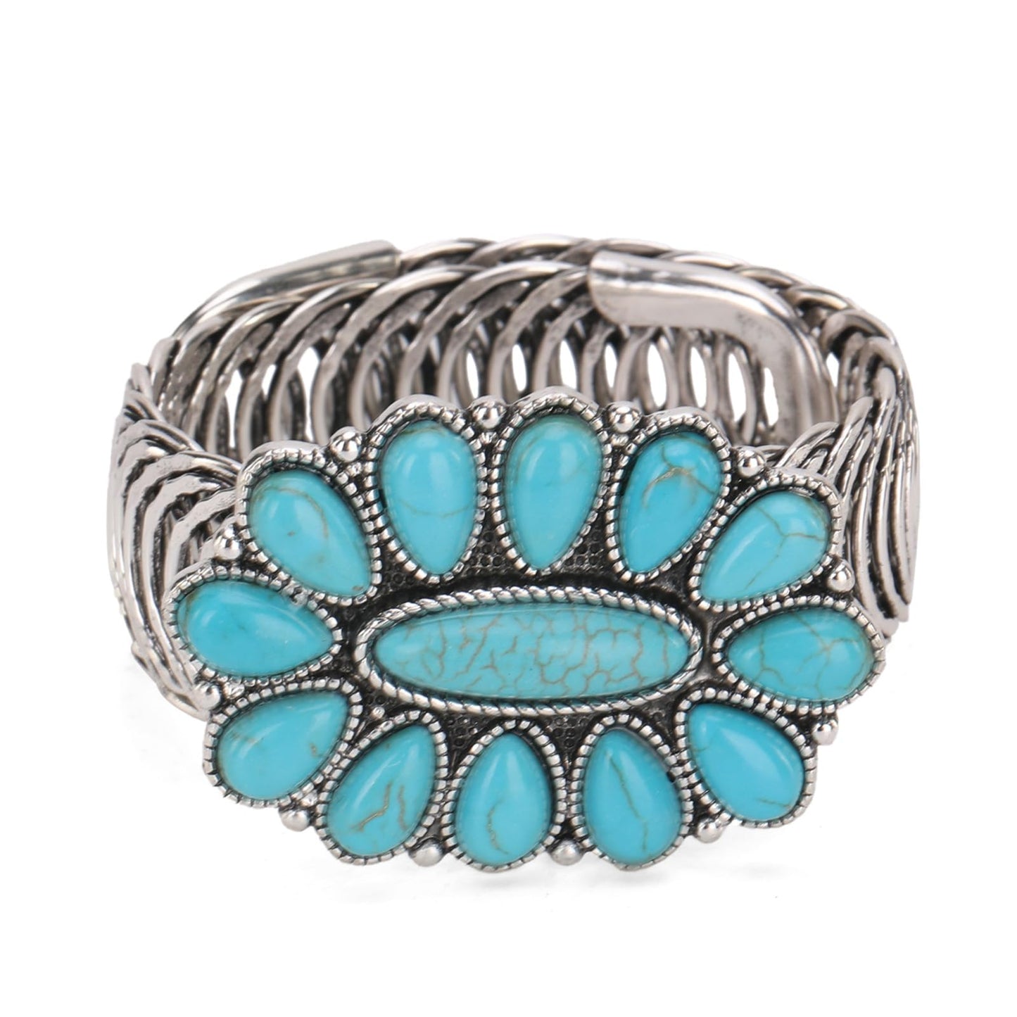 Montana West Rustic Couture's Jewelry Western Turquoise Cuff Bangle Bracelets Bohemian Vintage Elastic Bracelet for Women Cowgirl RCW-1003TQ