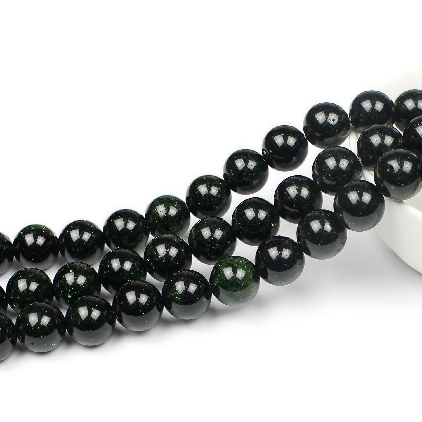 MJDCB Best Sellers Green Sand Stone Round Stone Beads for Jewelry Making DIY Bracelet Necklace (10mm)