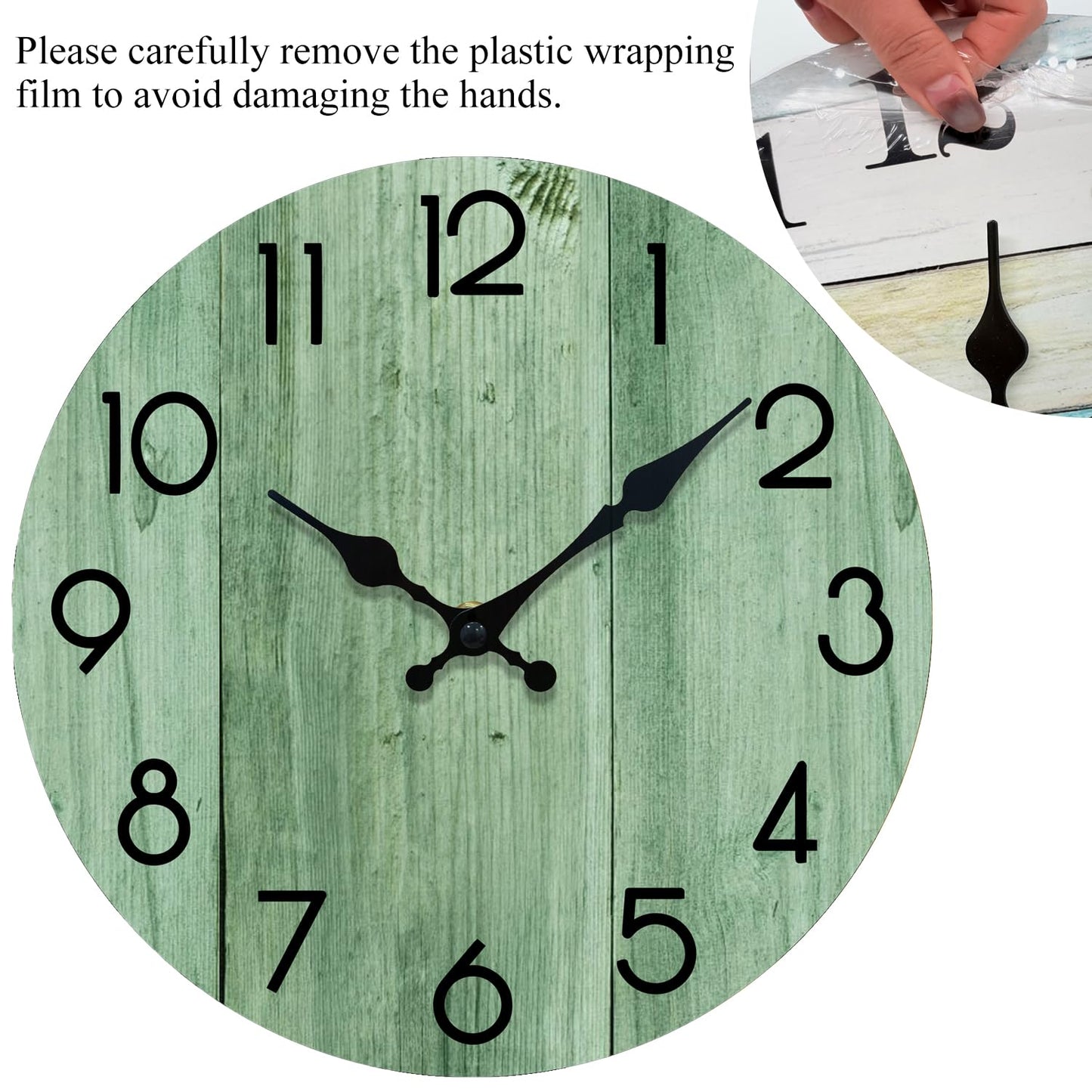TGHHPC Wall Clock, Modern Wall Clocks Battery Operated, Silent Non Ticking Clock Decorative for Living Room, Office, Home, School 8 Inch (Light Green)
