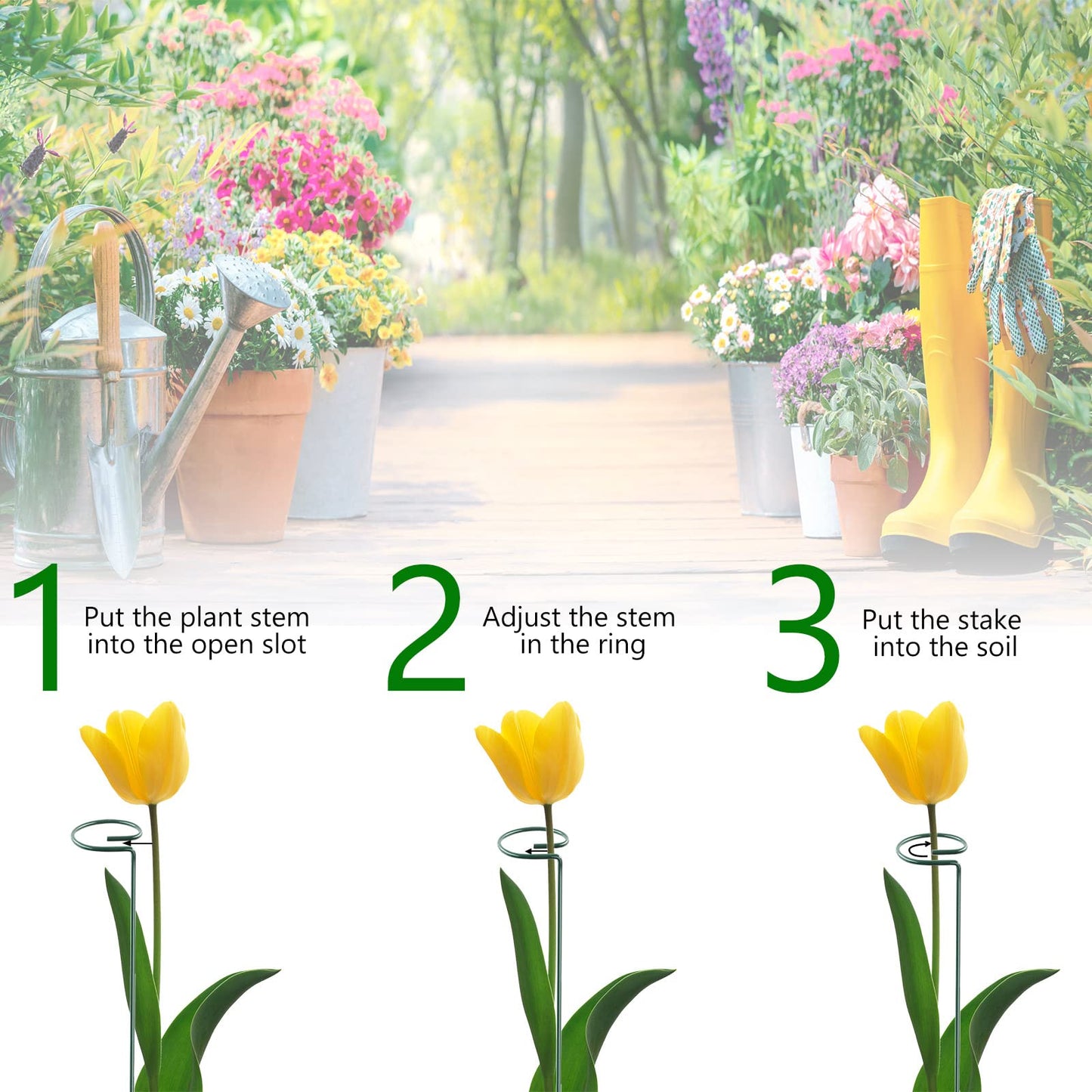 Thealyn 36 Inch 20 Packs Plant Support Stake Garden Single stemmed Plant Support Hoops Plant Prop for Flowers Orchid Tomatoes Peony Lily Rose Gladiolus (36 inch)