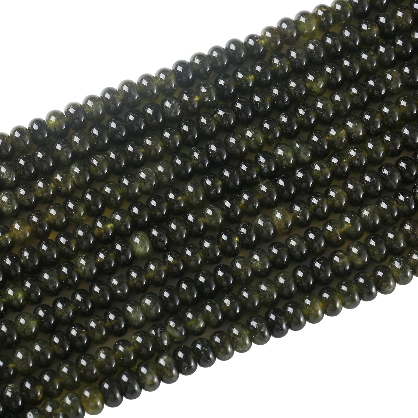 5x8mm 76pcs Natural Stone Green Garnet Jade Rondelle Spacer Loose Beads Abacus Disk Stone Round Loose Gemstone Beads for Jewelry Making DIY Bracelet Necklace