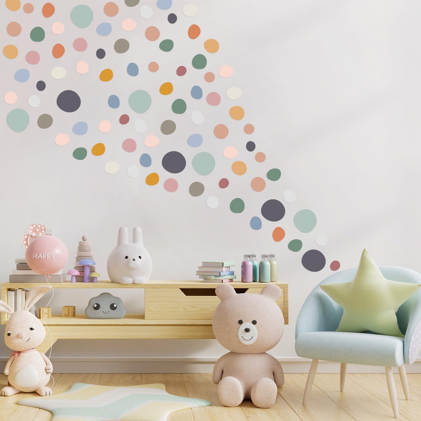15 Sheet 300 Pcs Irregular Polka Dots Boho Wall Decal Terrazzo Playroom Bedroom Removable Modern Vinyl Boho Wall Stickers(Bright Color)