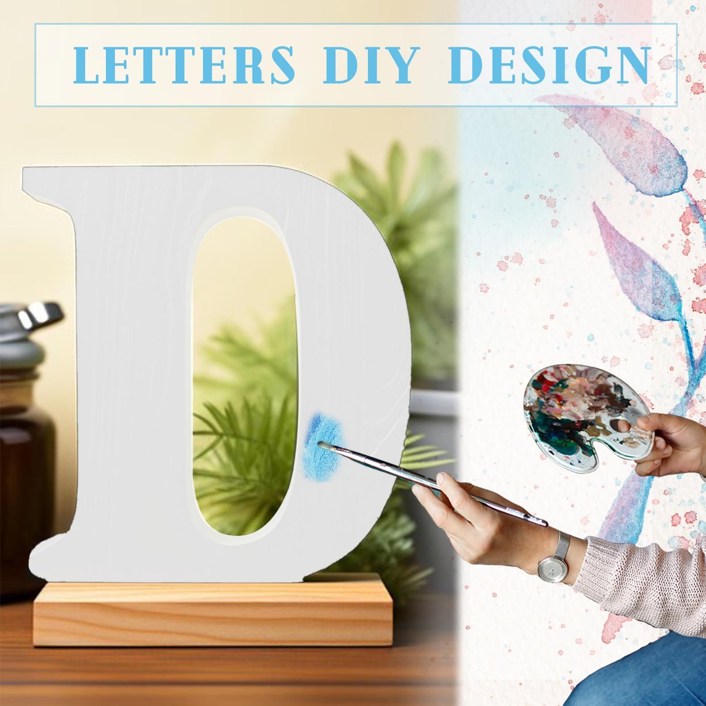 Zaruatu 6 Inch White Wood Letters Unfinished Wood Letters for Wall Decor Decorative Standing Letters White Block Letters for wall Decoration for Craft Home Party Projects (S)
