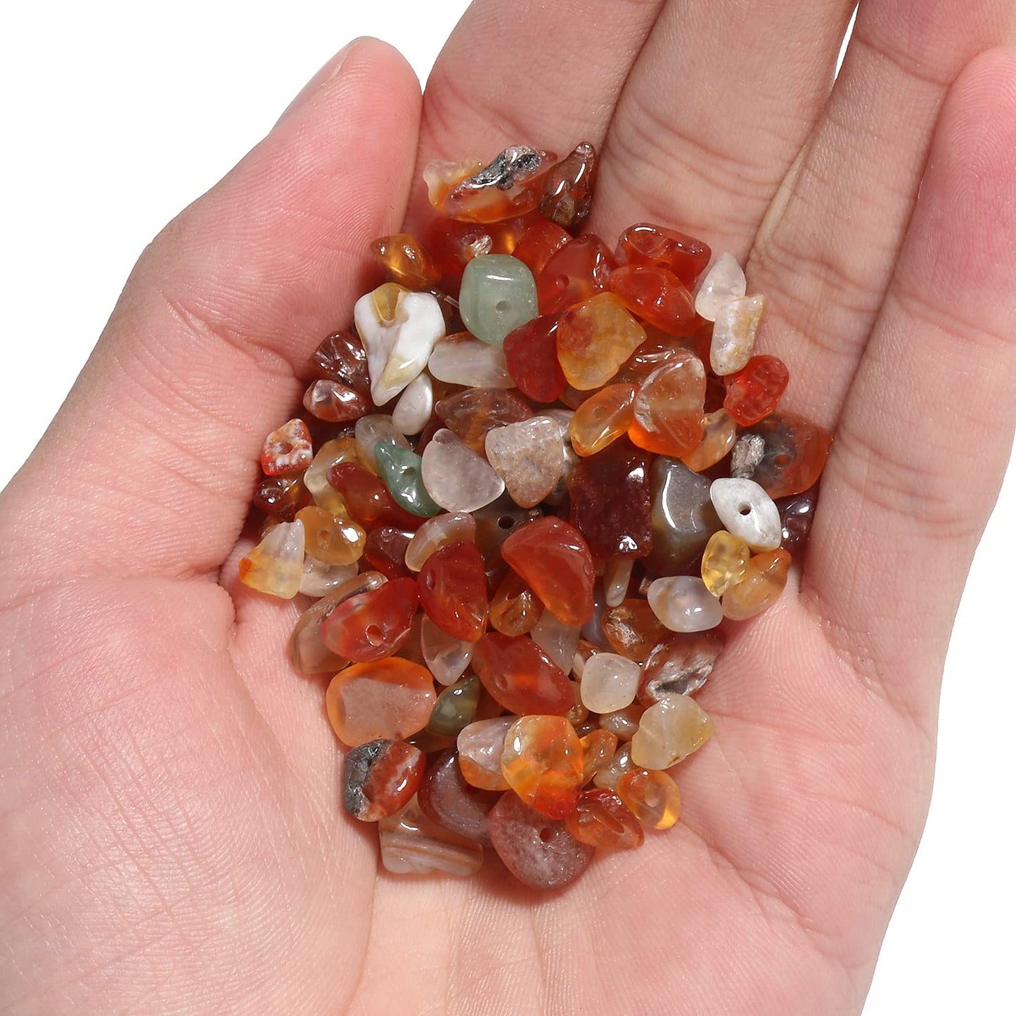 30in Red Agate Natural Chip Stone Beads 5-8mm About 230pcs, Irregular Drilled Orange Red Bead for Bracelets Jewelry Making Supplies for Adults, DIY Crafts.
