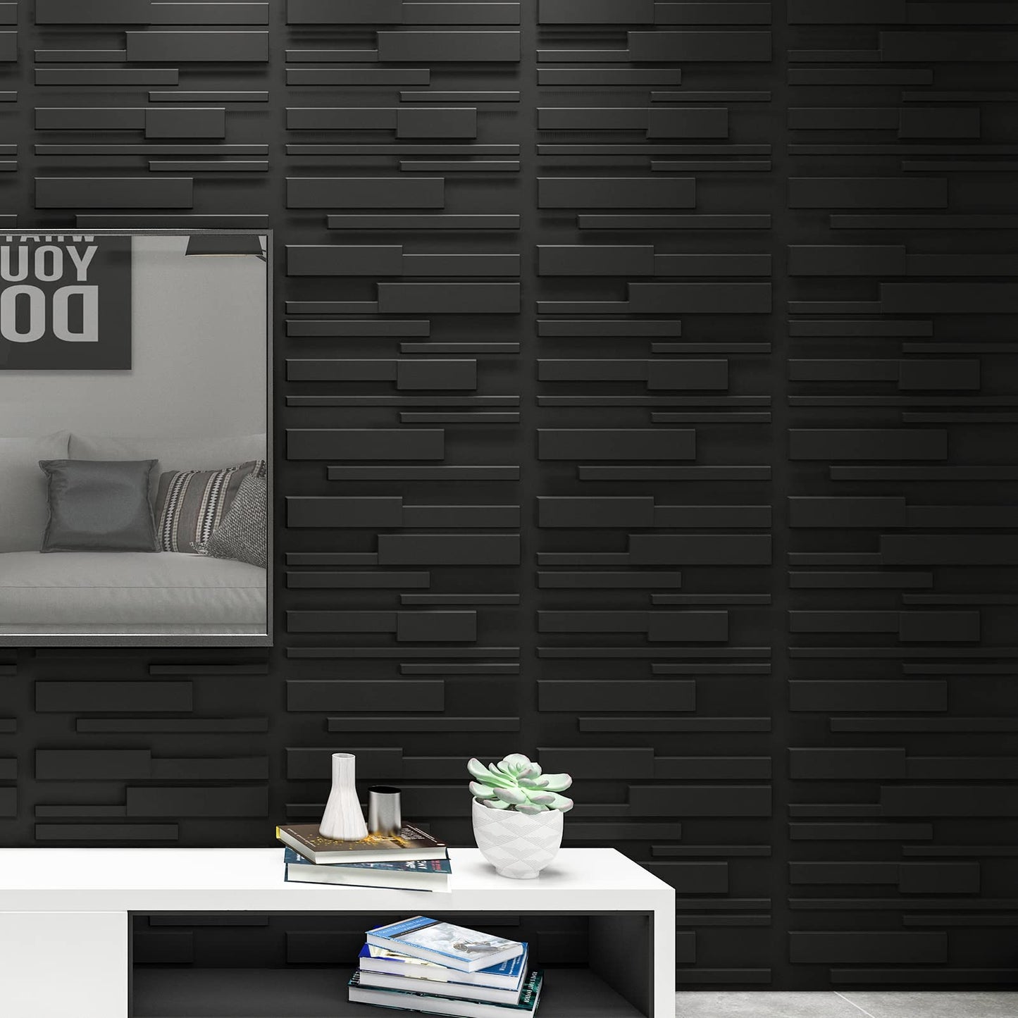 Art3d Decorative 3D Wall Panels 12 Pack 19.7" x 19.7" Creative Wall Panel for Indoor Decoration, Carbon Black