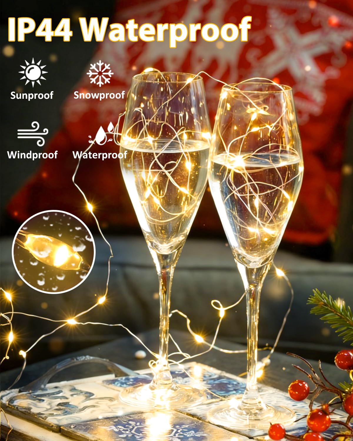 4 Pack 60 LED Fairy Lights Battery Operated with Timer, 20FT Waterproof String Lights Indoor Outdoor, Cuttable Battery Light for Home Bedroom Wedding DIY Centerpiece Christmas Decorations (Warm White)