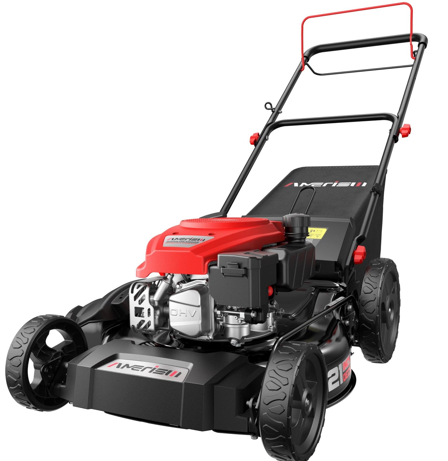 21" Steel Deck Self-Propelled Lawn Mower, 170cc OHV Engine with Forced Air-Cooling System, 3-in-1 Mulching, Rear Bag & Discharge, 6 Adjustable Cutting Height(1.5" to 3.9"), Easy Assembly & Maintenance