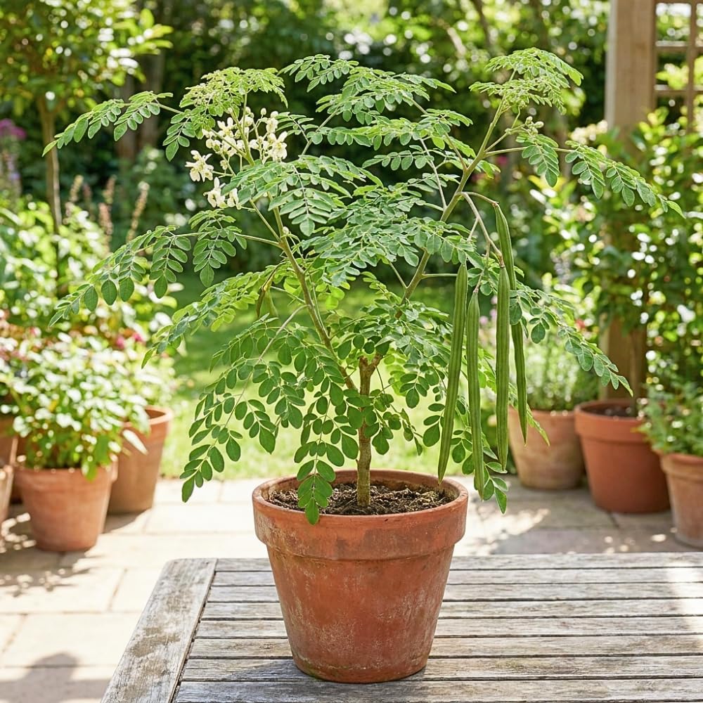 2PPP Moringa Tree Plant Live, Moringa Oliefera Plant, Well Rooted, 4-7" in Height in 4" Pot for Growing