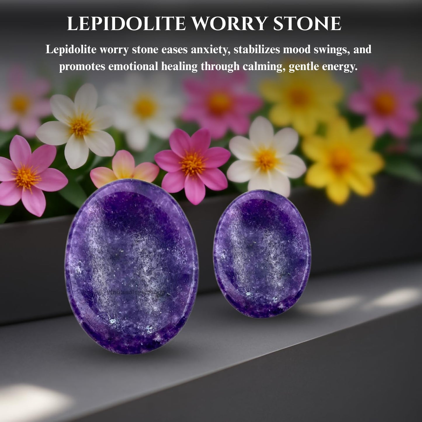 GEMSCITE Lepidolite Thumb Worry Stones Metaphysical Gemstone Crystal Healing Reiki Men Women Gift FENG Shui Positive Energy Love Wellness Palm Stones Wicca Powerful