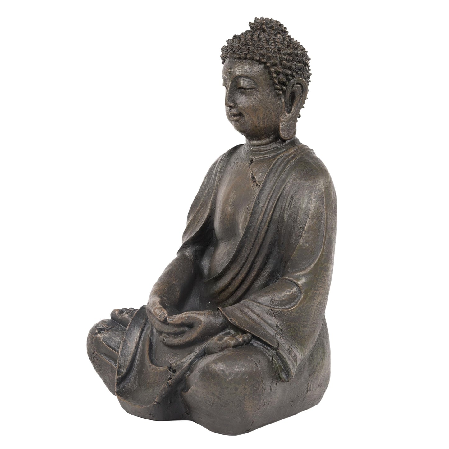 Alpine Corporation 15" Tall Indoor/Outdoor Meditating Buddha Statue, Tabletop Garden Decor, Bronze