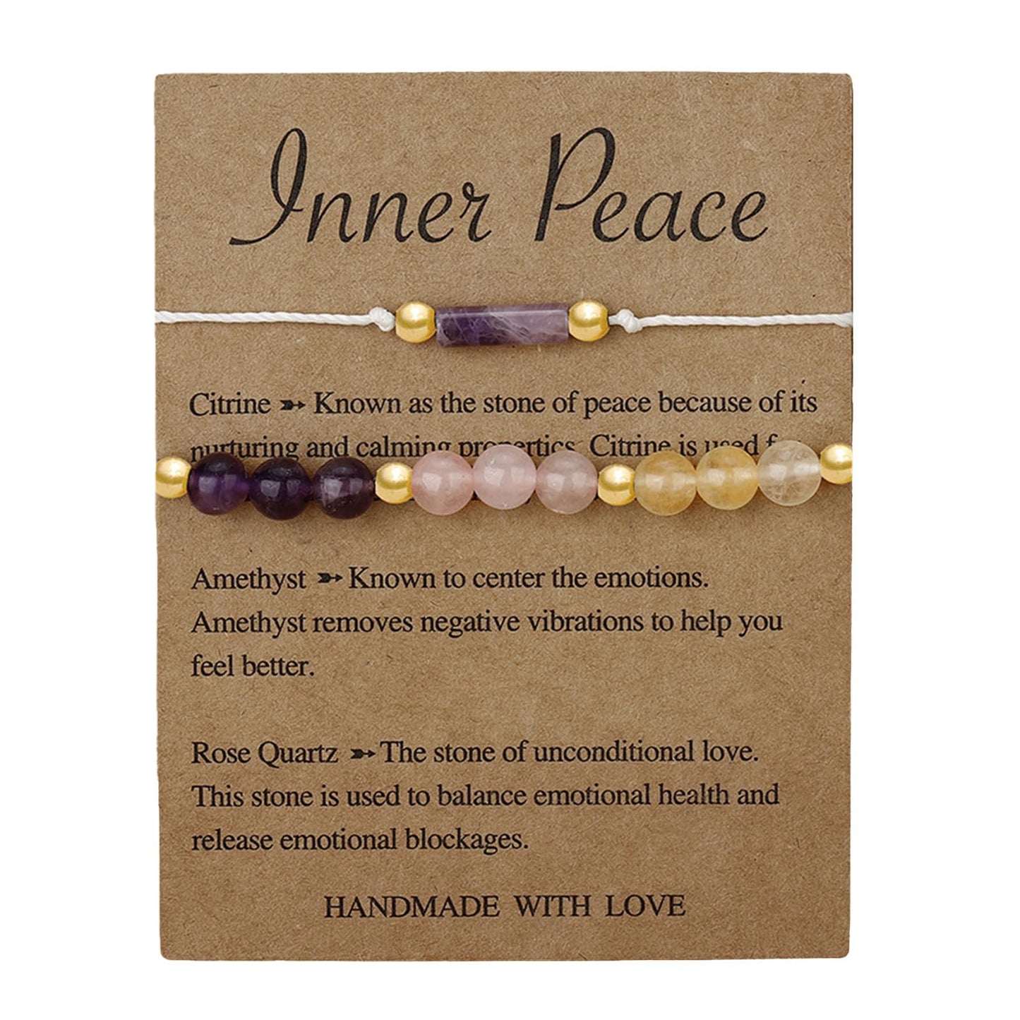 MORIANCE Amethyst, Citrine, Rose Quartz Crystal Bracelets - Spiritual Anxiety Relief & Protection Healing Bracelet for Women & Men