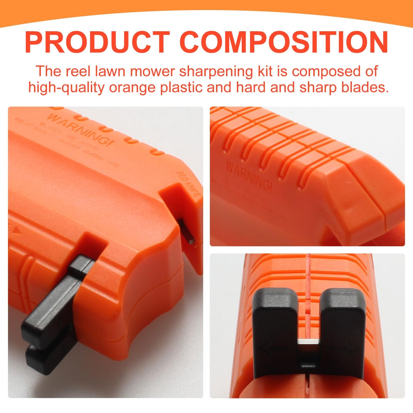 Niahm Manual Reel Mower Blade Sharpener for Push Mower, Reel Blade Sharpener for Reel Mower, Orange