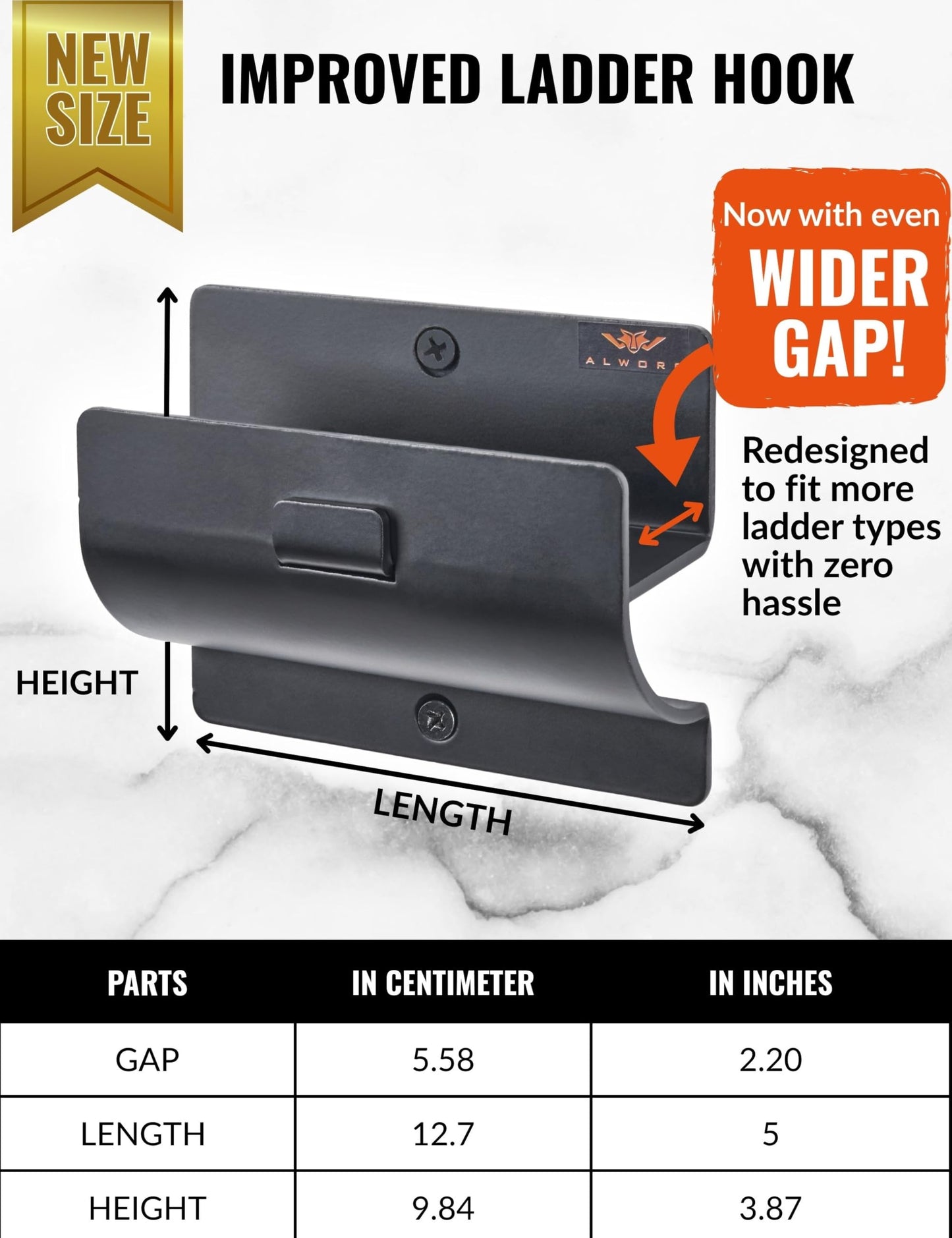 Ladder Hook - Black Heavy Duty Ladder Brackets for Garage Wall - Utility Hook for Wall Mount Ladder Storage, Folding Chair - Tool Holder to Organize Garage and Shed