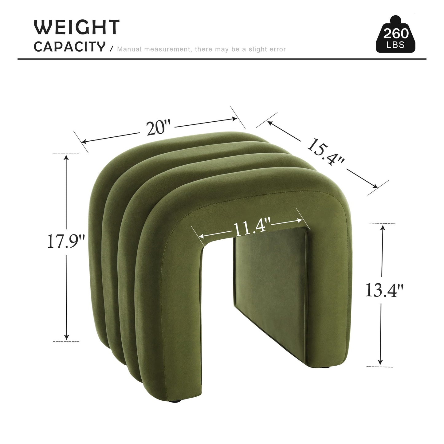Scingu Multi-Functional Ottoman Stool, Footrest for Couch, Modern Vanity Stool for Make-up Room, Living Room and Entryway, Small Cute Footstool (Olive Green Velvet)