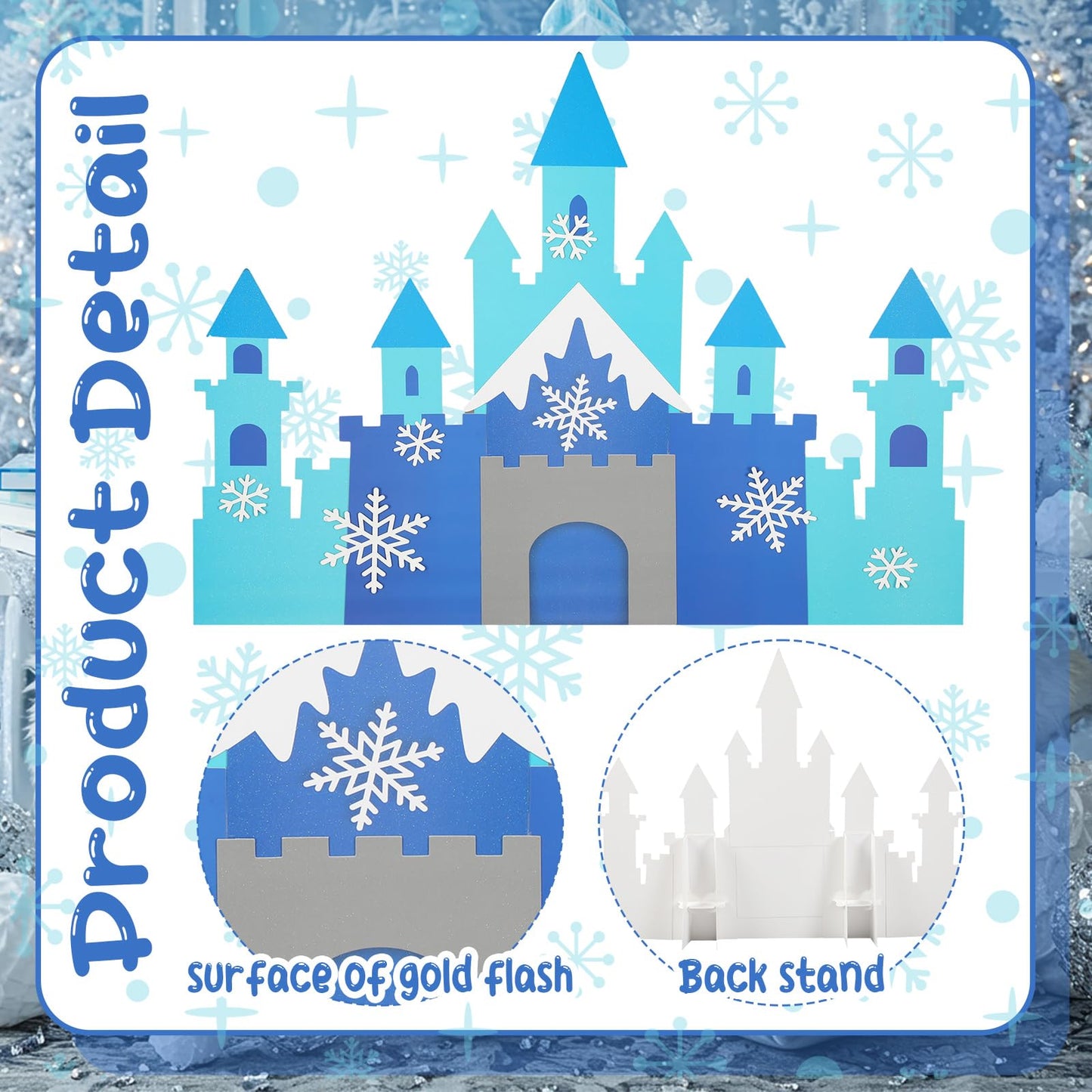 Harloon 19.7 x 23.6 Inch Snowflake Castle Table Centerpiece Glitter Winter Themed Party Table Decorations for Princess Snowflake Themed Winter Birthday Party Supplies