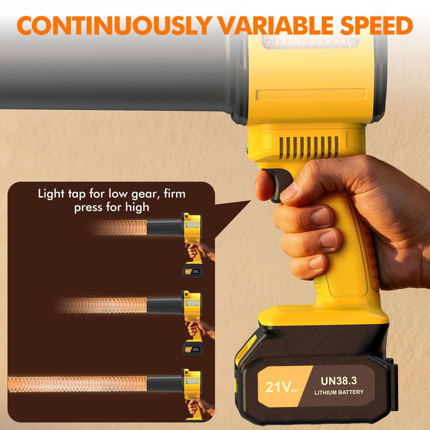 OGERY Brushless Leaf Blower Cordless with Lights, Powerful Electric Leaf Blowers with 2 x 3.0Ah Batteries & Fast Charging, 700CFM 900G Wind Pressure Handheld Blower for Lawn Care Yard Garden, Yellow