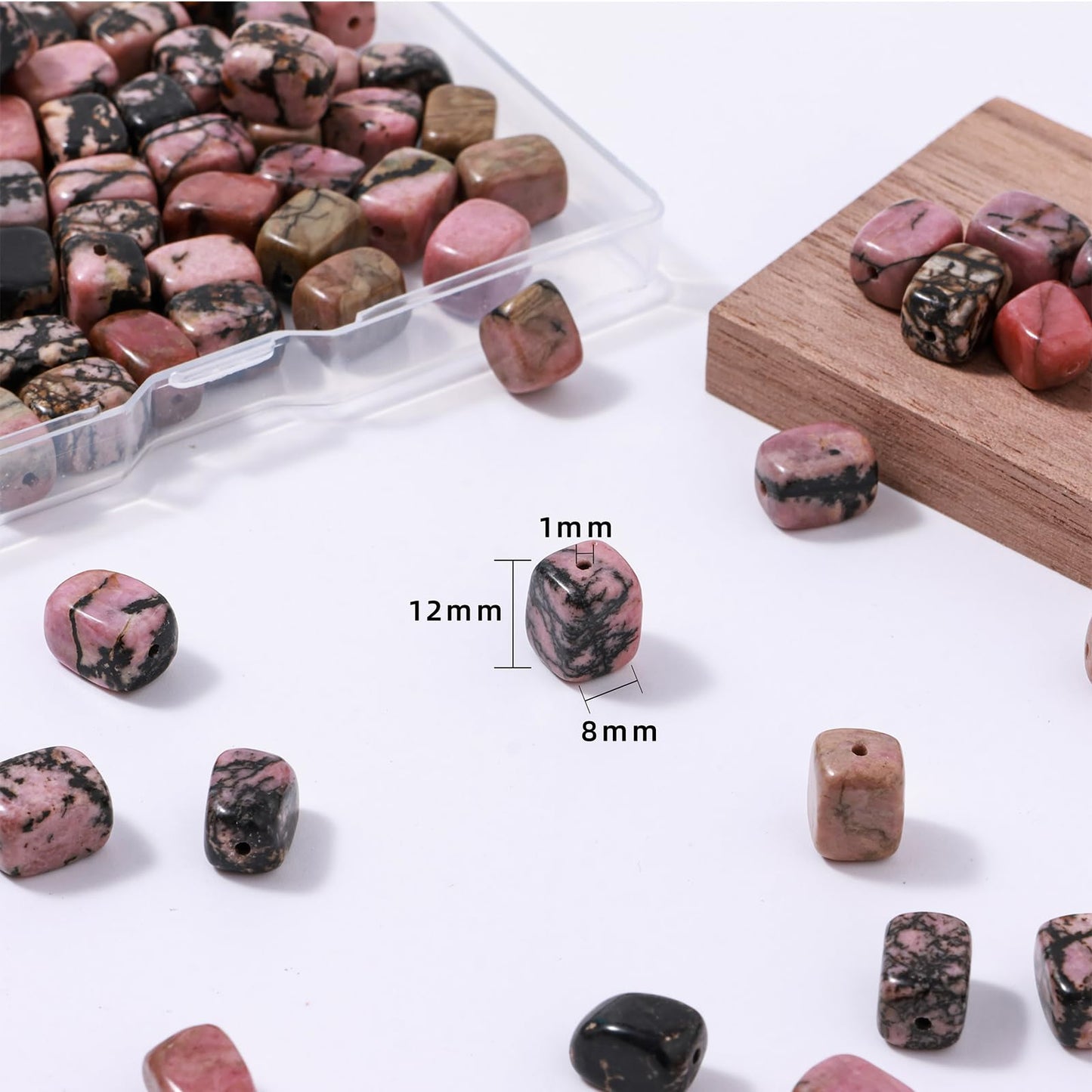 Natural Large Rhodochrosite Cube Stone Beads 8x11mm 38cm/str Loose Semi Gemstone Stone Square Beads for Making Bracelets Necklace