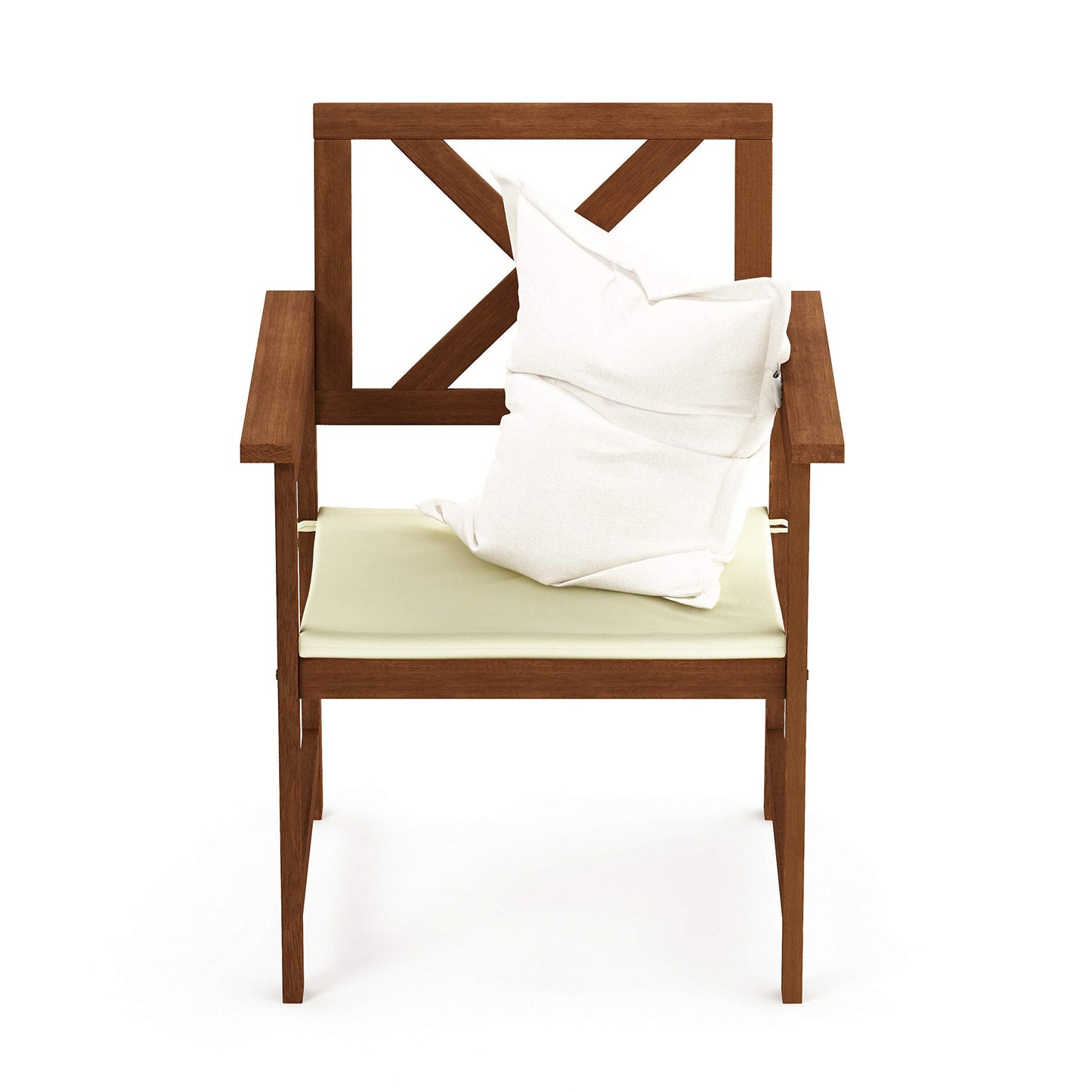Furinno FG18112C Tioman Hardwood X Back Arm Chair in Teak Oil with Cushion, Natural