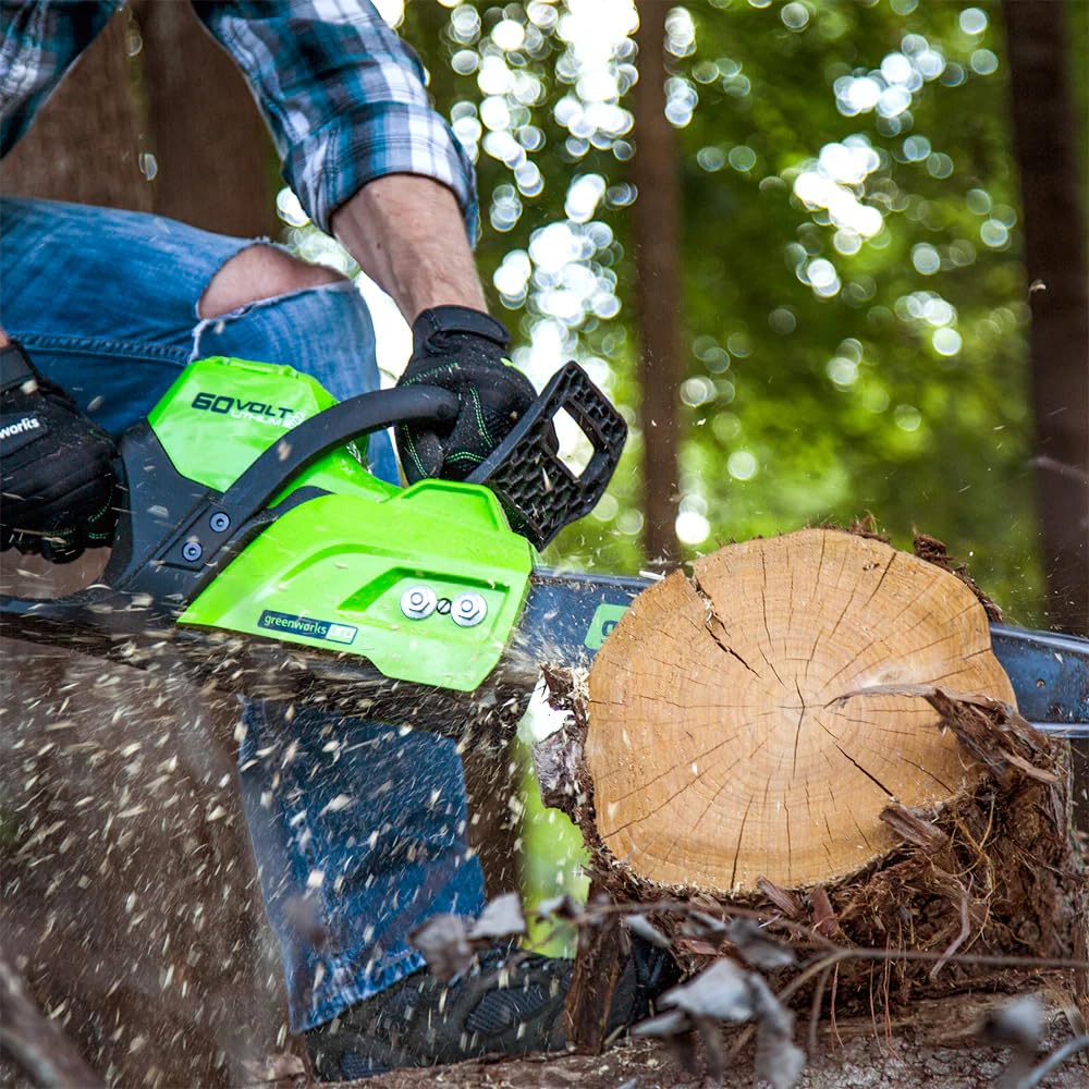 Greenworks 60V 18" Brushless Cordless Chainsaw, 4.0Ah Battery and Charger Included